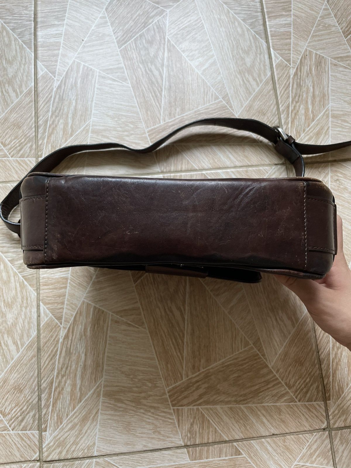 Vintage Retro Vintage Claudio Ferrici Leather Brown Shoulder Bag Size ONE SIZE - 13 Thumbnail