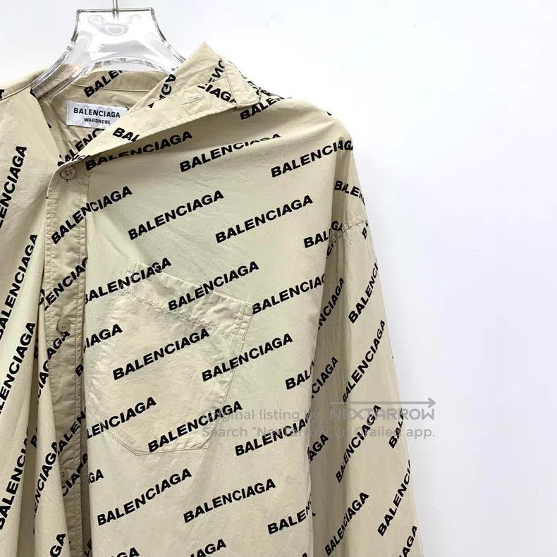 Balenciaga Balenciaga Khaki logo lettering print cotton long-sleeve a Size XXS / US 00 / IT 34 - 3 Thumbnail
