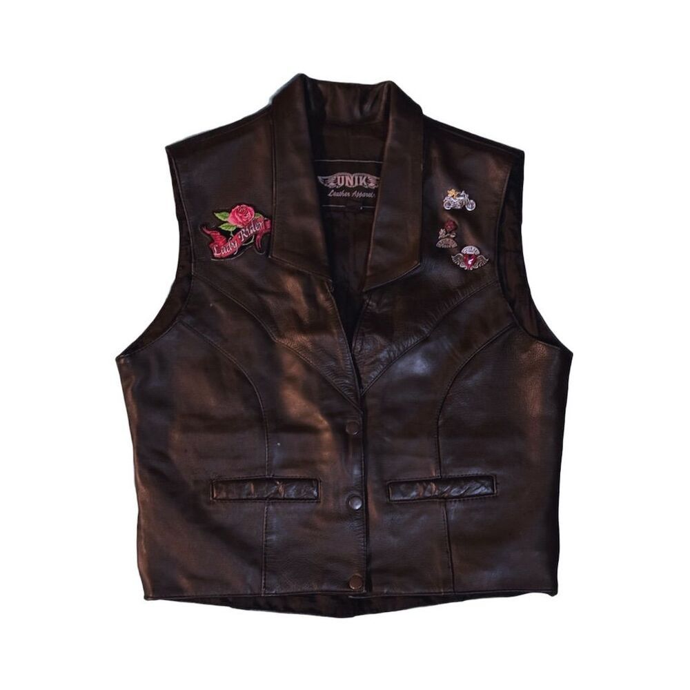 Vintage Vintage UNIK Y2K Black Leather Biker Vest L with Vintage Pi Size L / US 10 / IT 46 - 2 Thumbnail