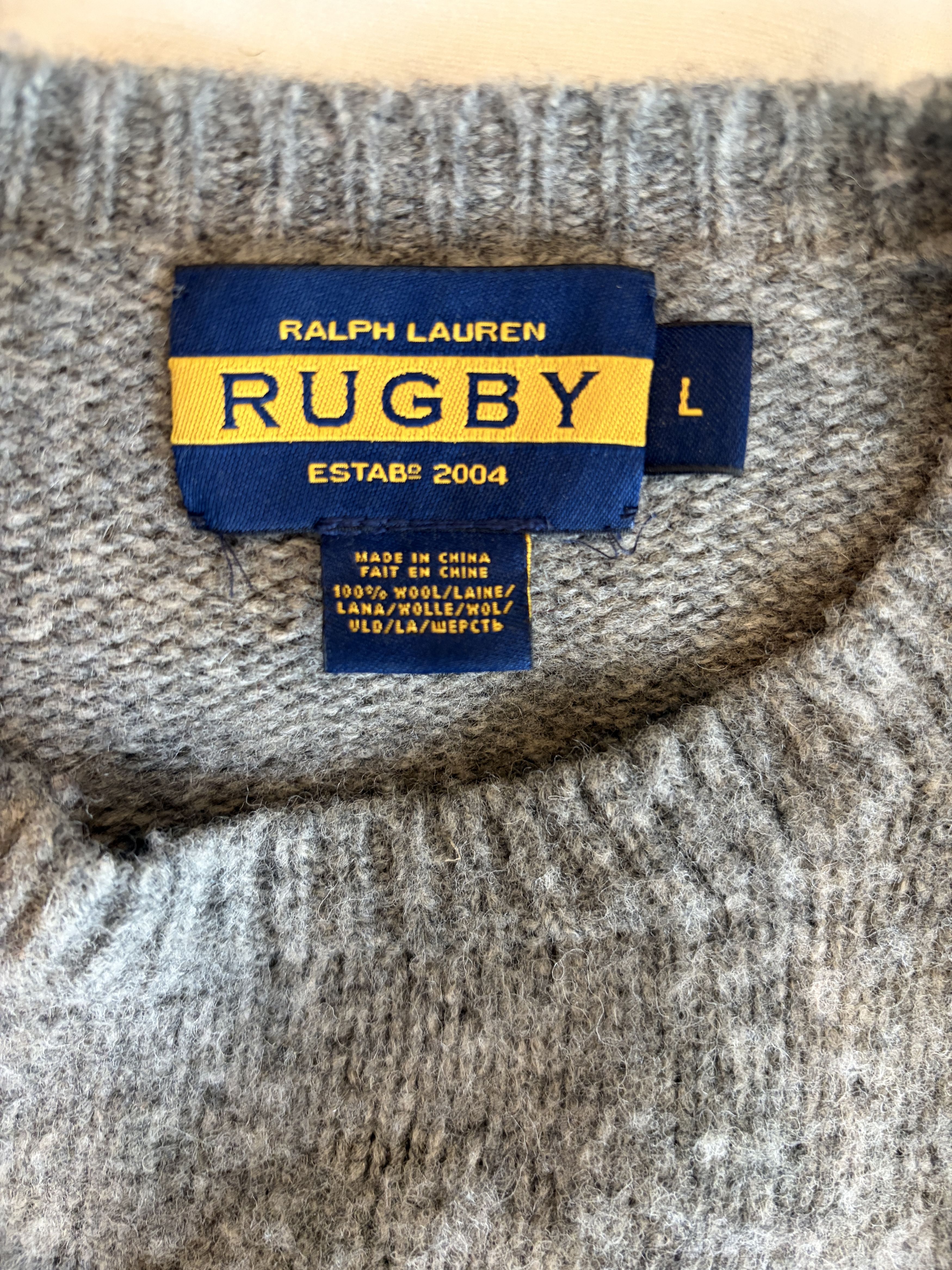 Ralph Lauren Rugby Ralph Lauren 100% Wool - Grey with Suede - Large Size US L / EU 52-54 / 3 - 5 Thumbnail