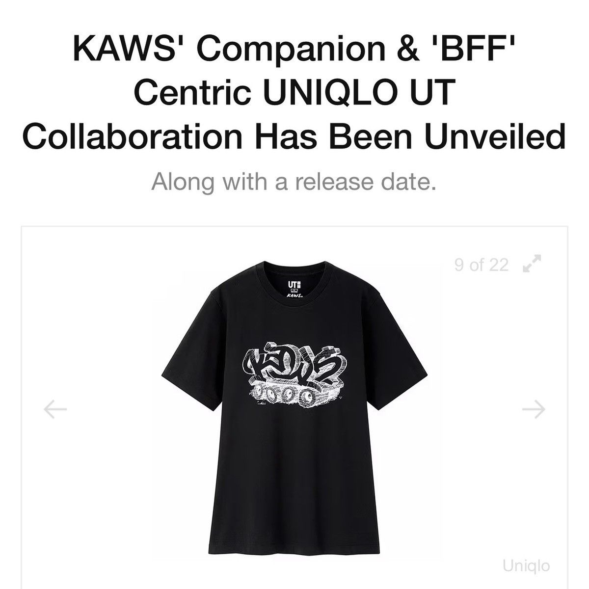 Kaws Uniqlo x kaws t shirt Size US L / EU 52-54 / 3 - 7 Thumbnail