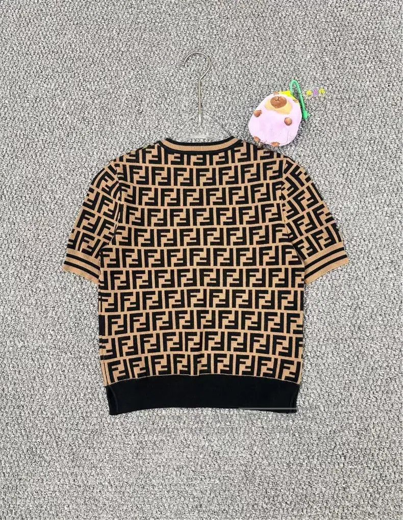 Fendi Fendi Brown Monogrammed Logo Knit Short Sleeve Size XXS / US 00 / IT 34 - 2 Thumbnail
