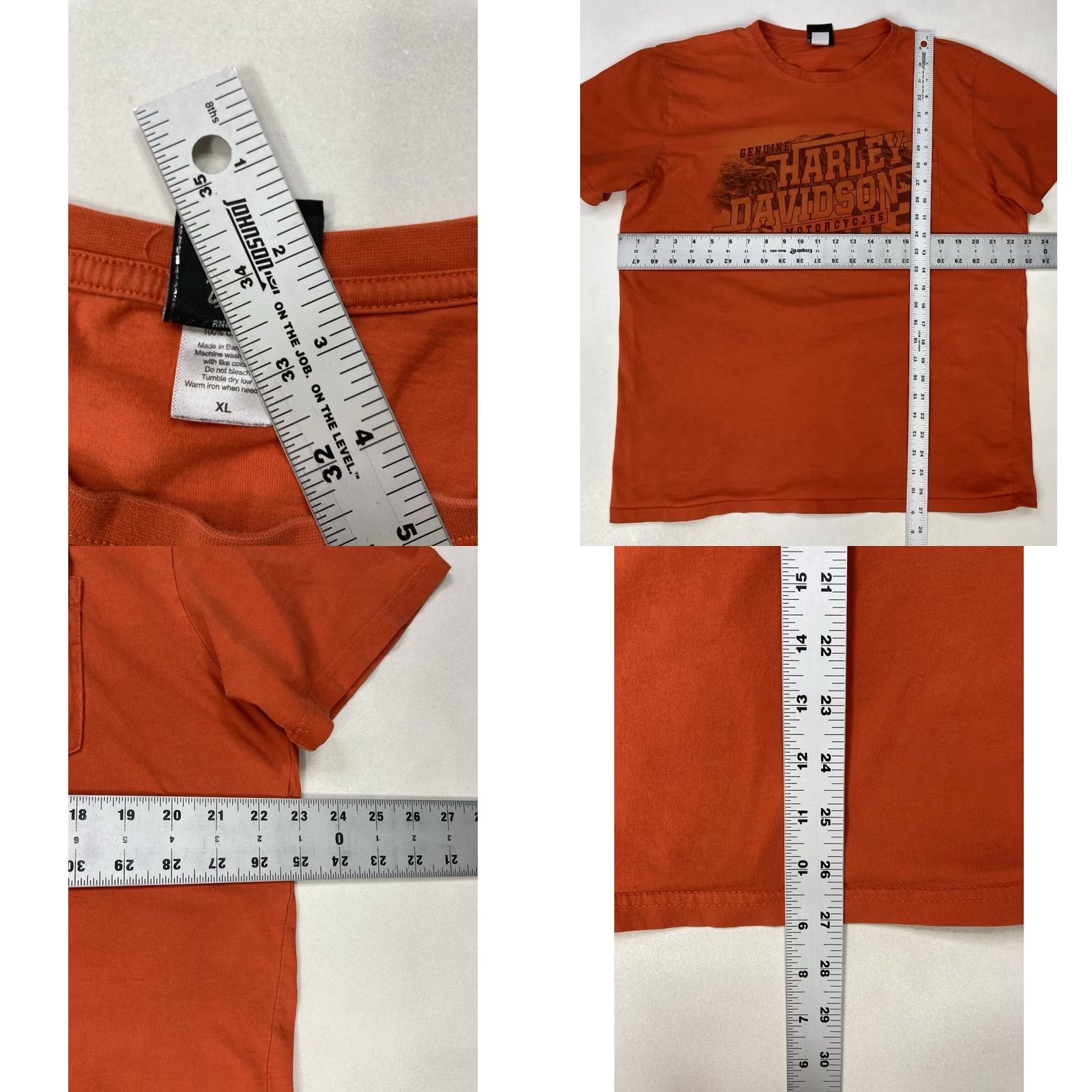 Harley Davidson Harley-Davidson T-Shirt Men XL Orange Graphic Pocket Shirt Crew Neck Short Sleeve Logo Size US XL / EU 56 / 4 - 8 Thumbnail