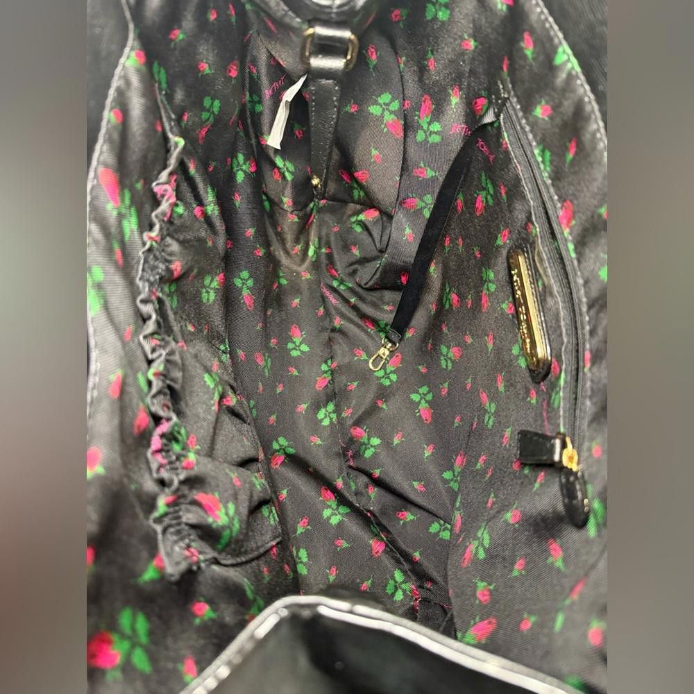 Designer Betsey Johnson Vintage Oh Bow! Leopard Sequin Black Satchel Size ONE SIZE - 10 Thumbnail