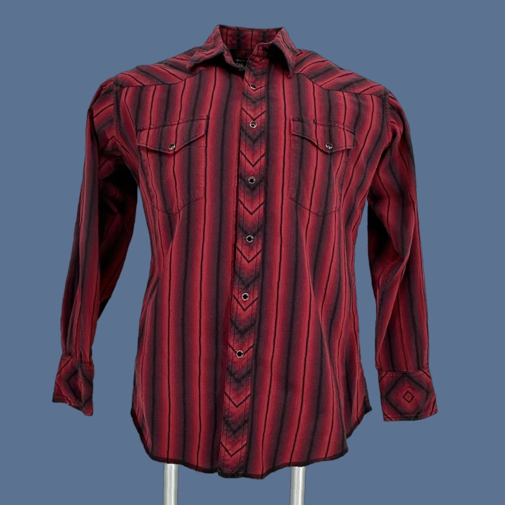Wrangler VINTAGE Wrangler Shirt Mens M Red Striped Western Pearl Snap Brushpopper Size US M / EU 48-50 / 2 - 1 Thumbnail