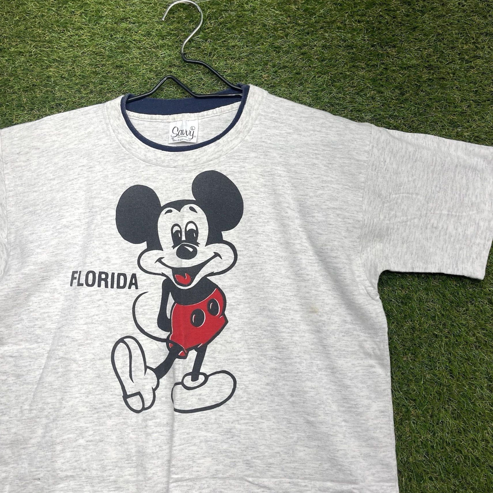 Disney VINTAGE Disney Mickey Mouse Shirt Mens L Gray Blue 90s Retro Cartoon T-Shirt Crew Neck Short Sleeve Cotton Poly Jersey Single Stitch Fabric Logo Size US L / EU 52-54 / 3 - 3 Thumbnail