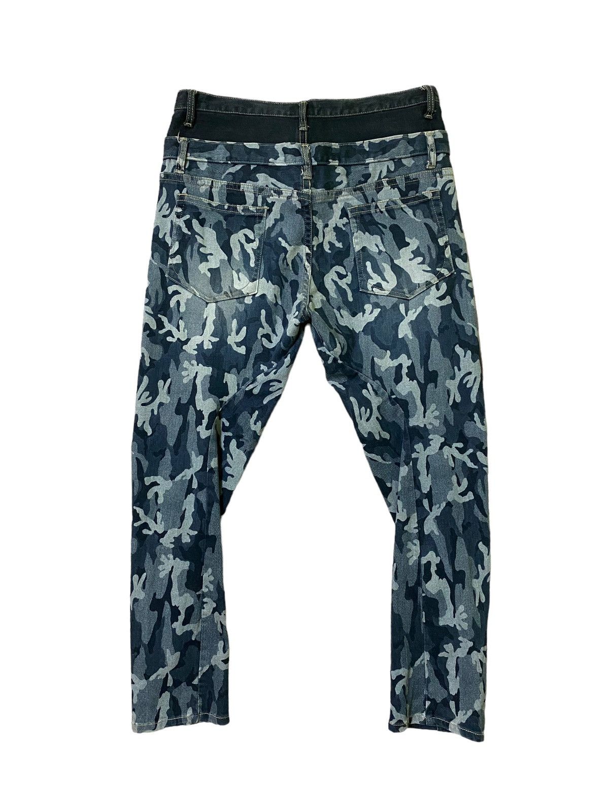 Japanese Brand Bit Blue Double Waist Camo style Baggy Denim Size US 32 / EU 48 - 2 Thumbnail