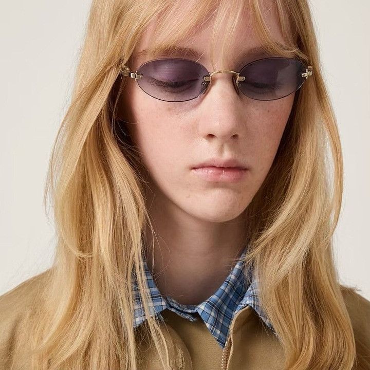 Miu Miu Miu Miu MUA54S ZVN5D1 Sunglasses Gold Oval Rimless Frame Size ONE SIZE - 7 Thumbnail