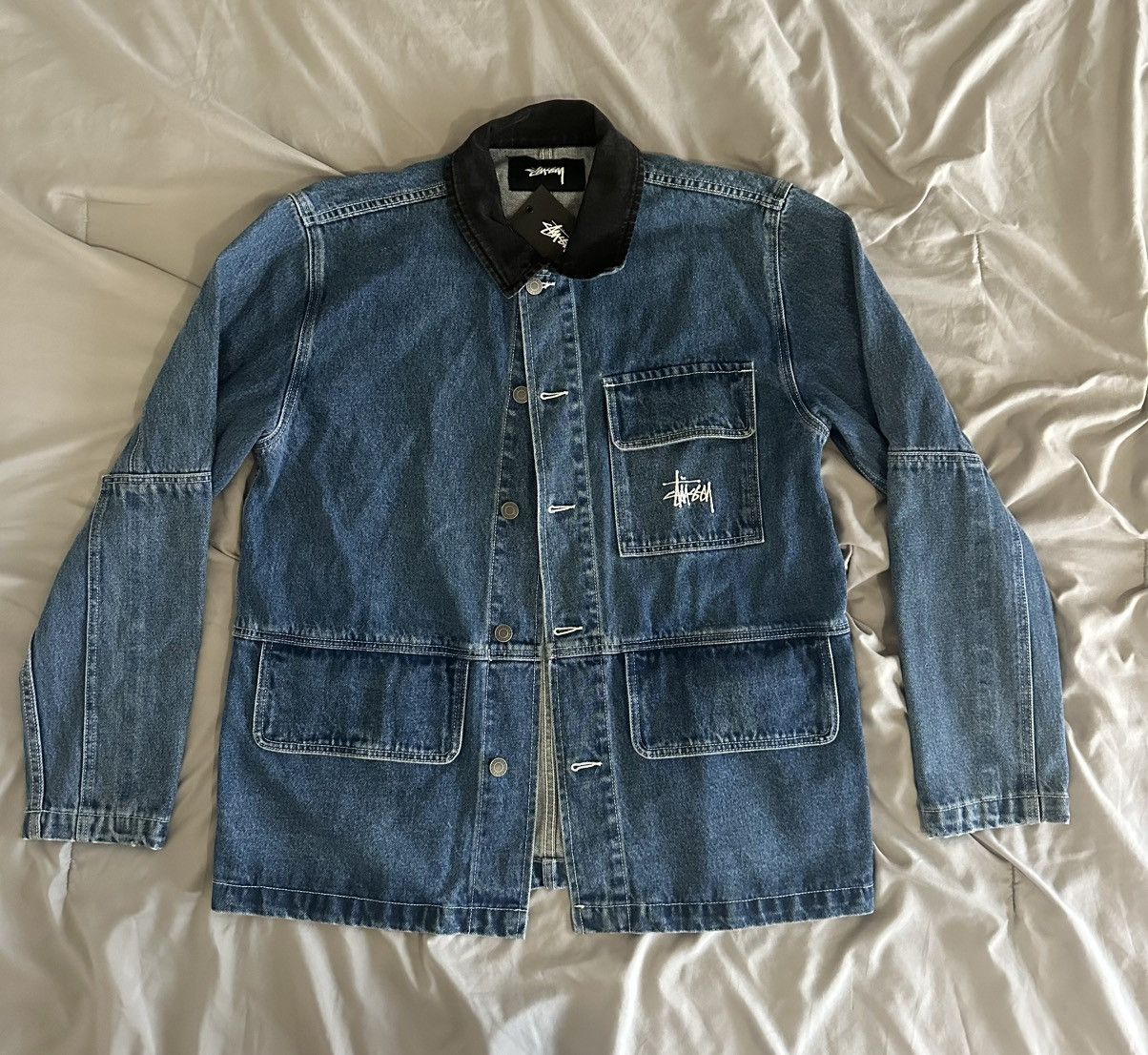 Stussy Denim Chore Jacket Blue | Grailed