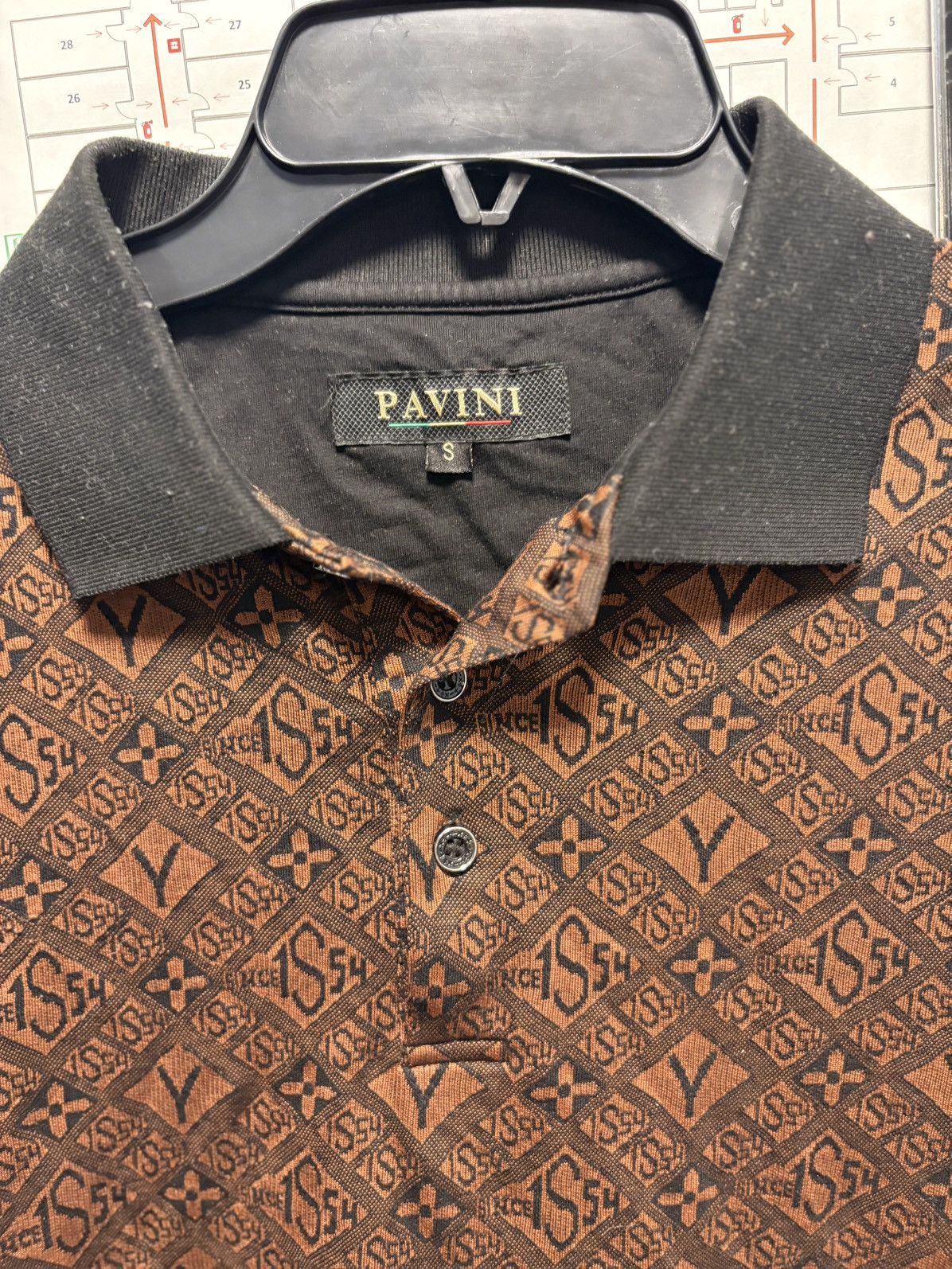 Other Pavini Brown Black Geometric Polo Short Sleeve Men’s Size S Size US S / EU 44-46 / 1 - 5 Thumbnail