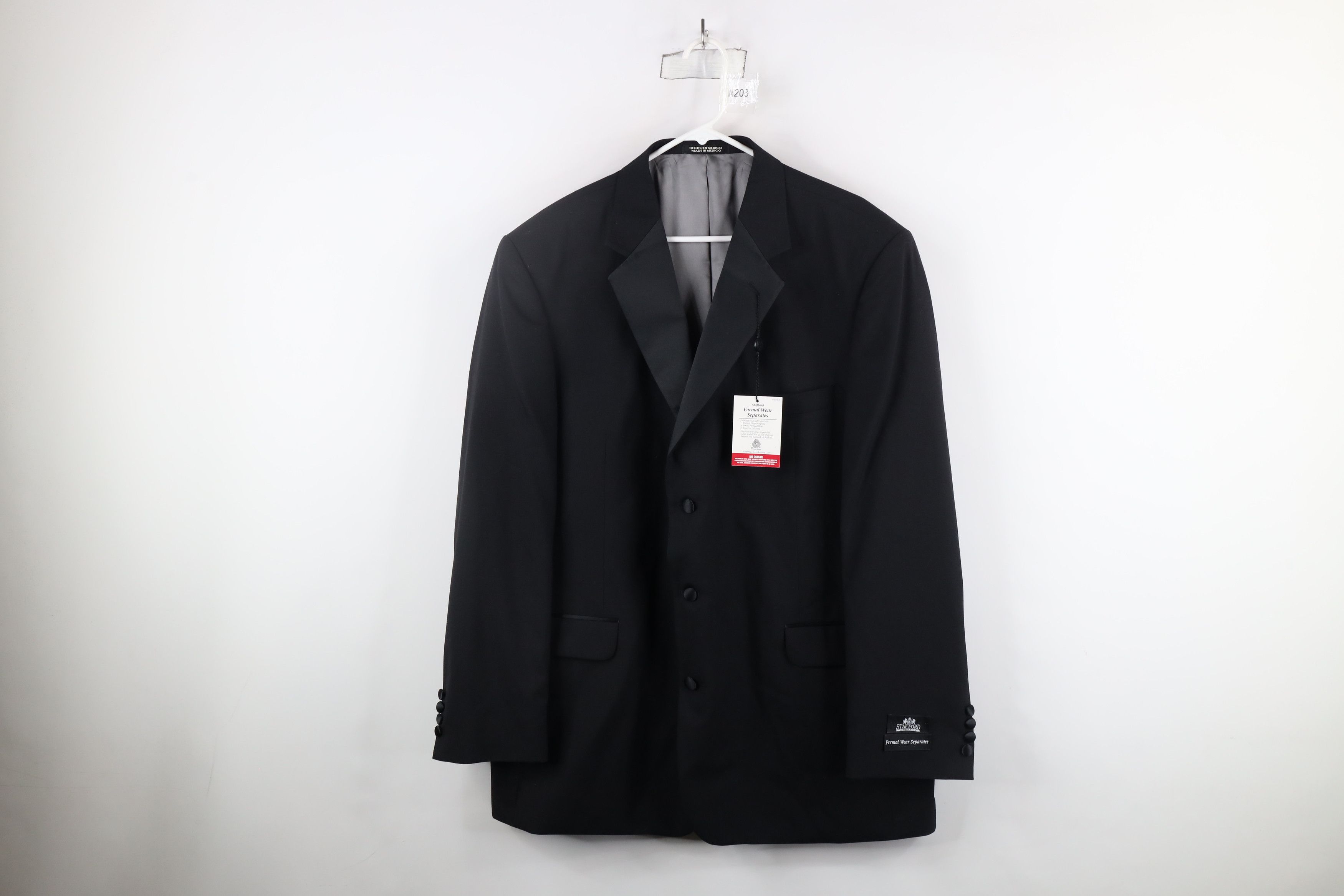 Vintage New Stafford Prom Wedding Tuxedo Suit Coat Jacket Black Size US L / EU 52-54 / 3 - 1 Thumbnail