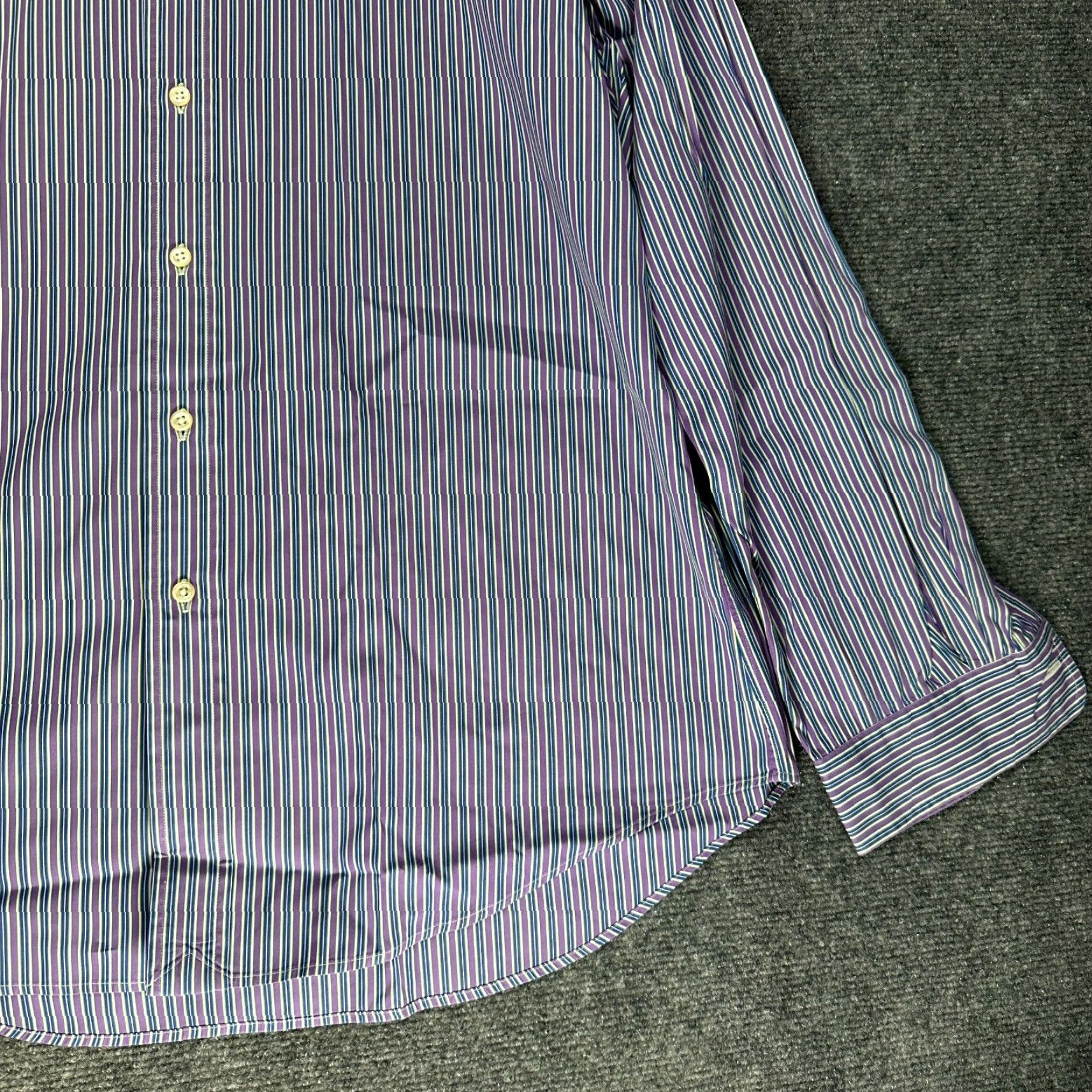 Ralph Lauren Ralph Lauren Shirt Mens 16.5 Custom Fit Button Down Purple Blue Stripe Cotton Size US XL / EU 56 / 4 - 2 Thumbnail