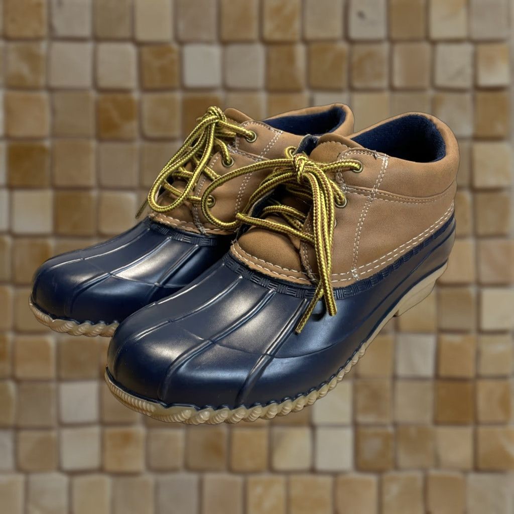 Rains Canyon Creek Womens Ankle Duck rain shoes/boots Size 8 Navy Tan Size US 8 / IT 38 - 1 Thumbnail