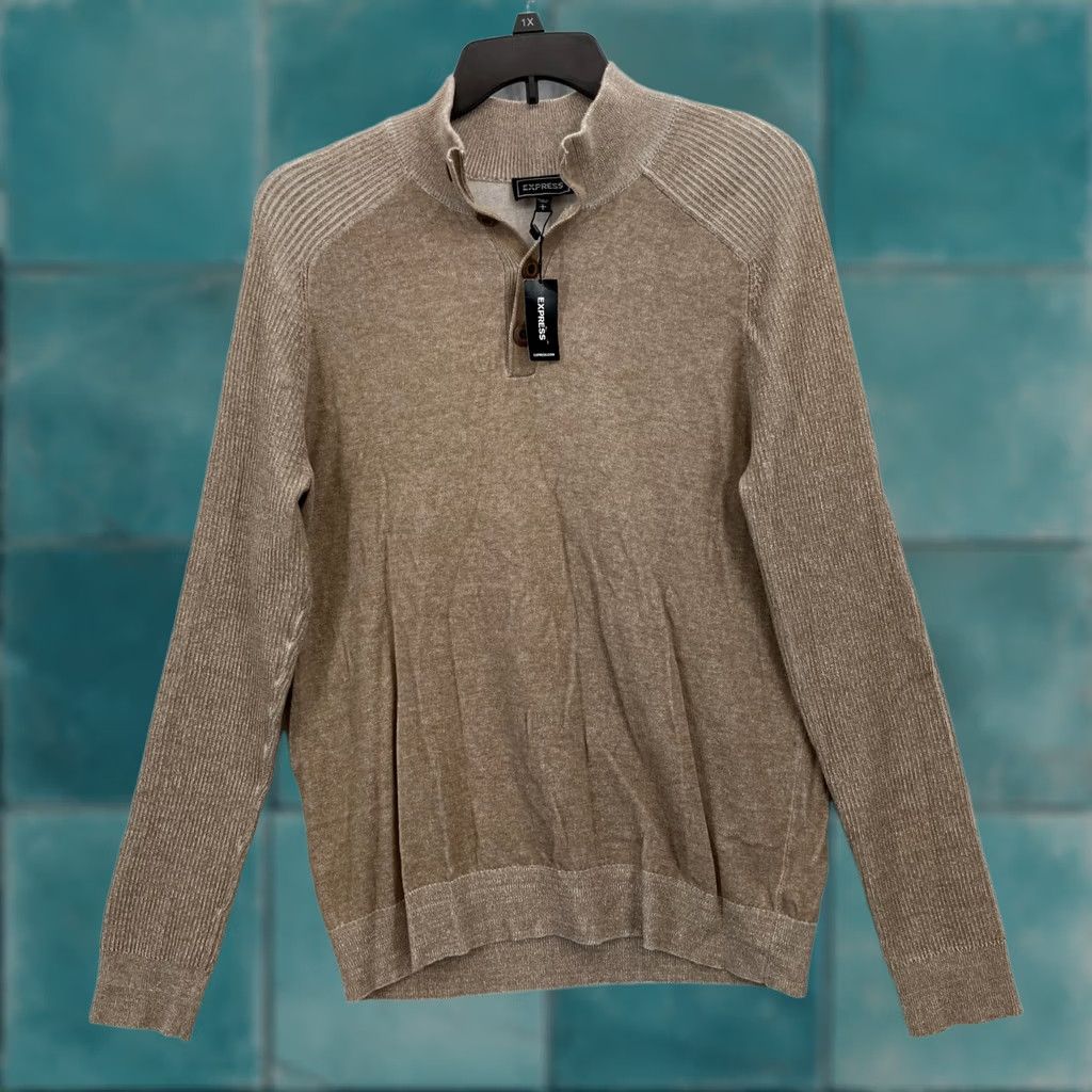 Express Express Henley Sweater Mens Large Brown Knit Long Sleeve Casual Preppy Lagenlook Size US L / EU 52-54 / 3 - 1 Thumbnail