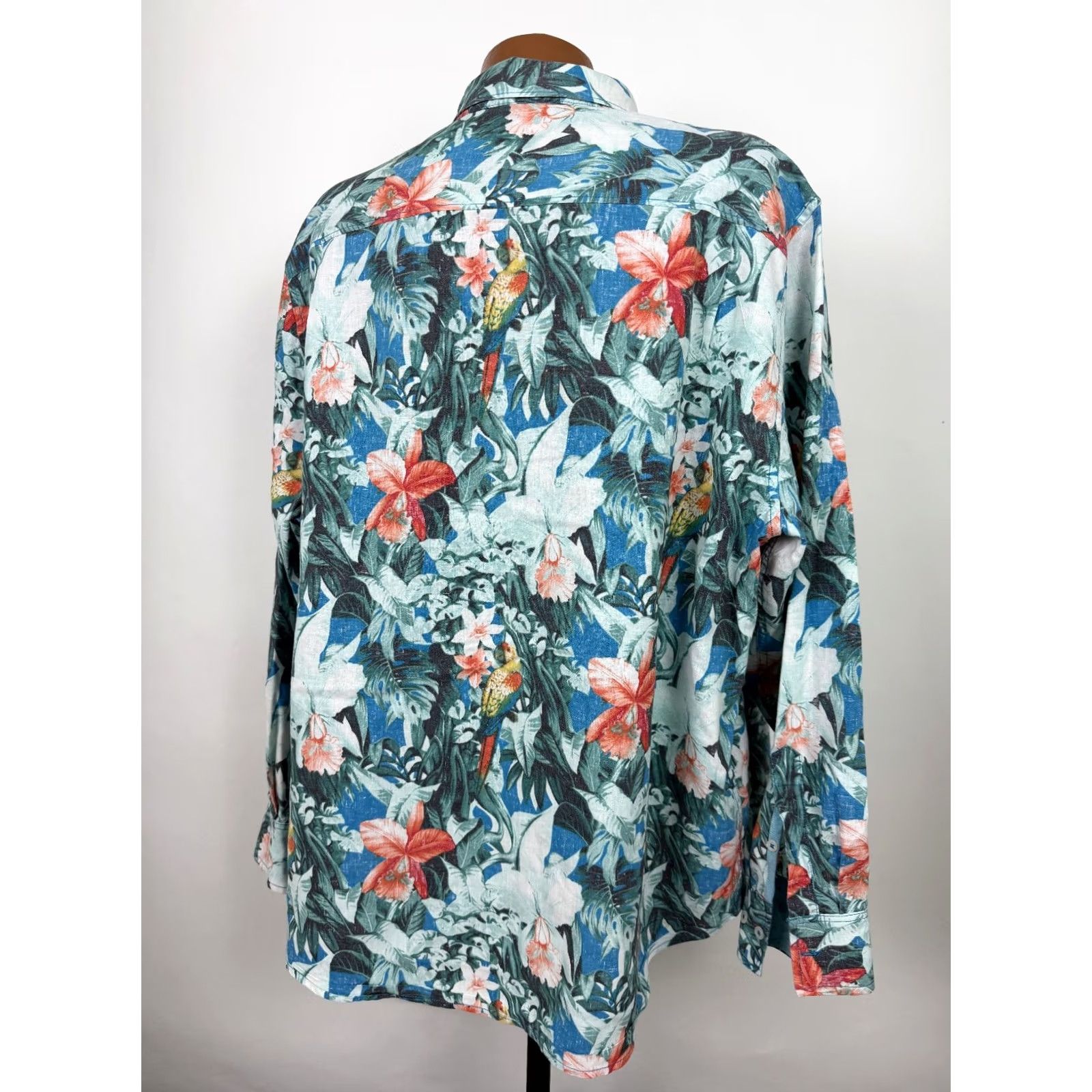 Tommy Bahama Tommy Bahama Island Zone Shirt Men 2XL Floral Parrot Hawaiian Luau Linen Blend Long Sleeve Button-Up Shirt Size US XXL / EU 58 / 5 - 7 Thumbnail