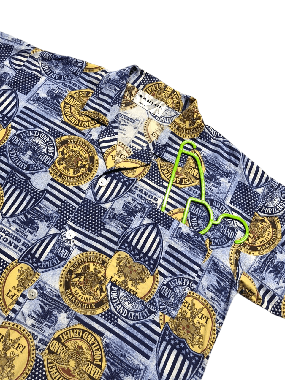 Japanese Brand 80s-90s Vintage Ranian All Over Print Open Collar Shirt Rare Size US L / EU 52-54 / 3 - 4 Thumbnail