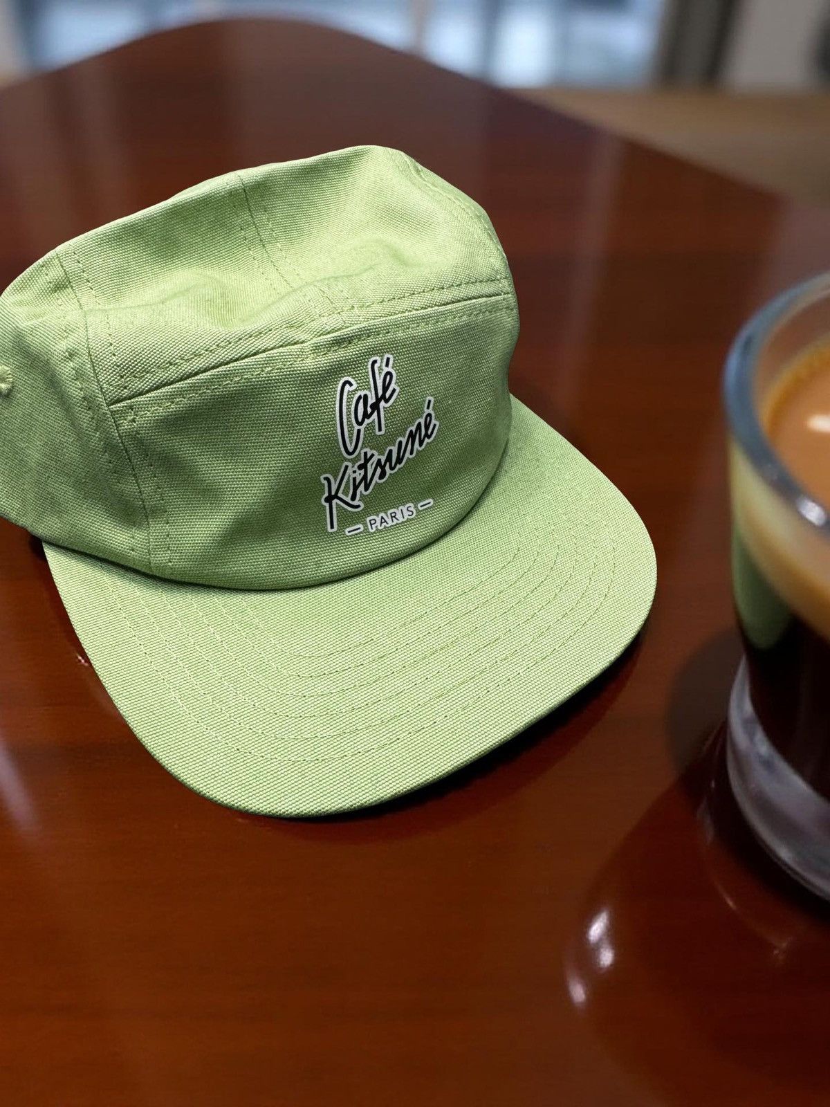 Maison Kitsune Maison Kitsuné Cafe Paris 5-Panel Baseball Cap Matcha BNWT Size ONE SIZE - 1 Thumbnail