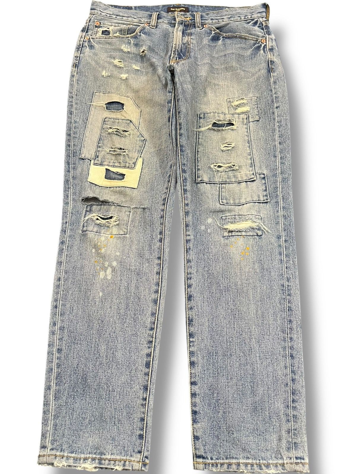 Vintage Rag Machine Patchwork Distressed Denim