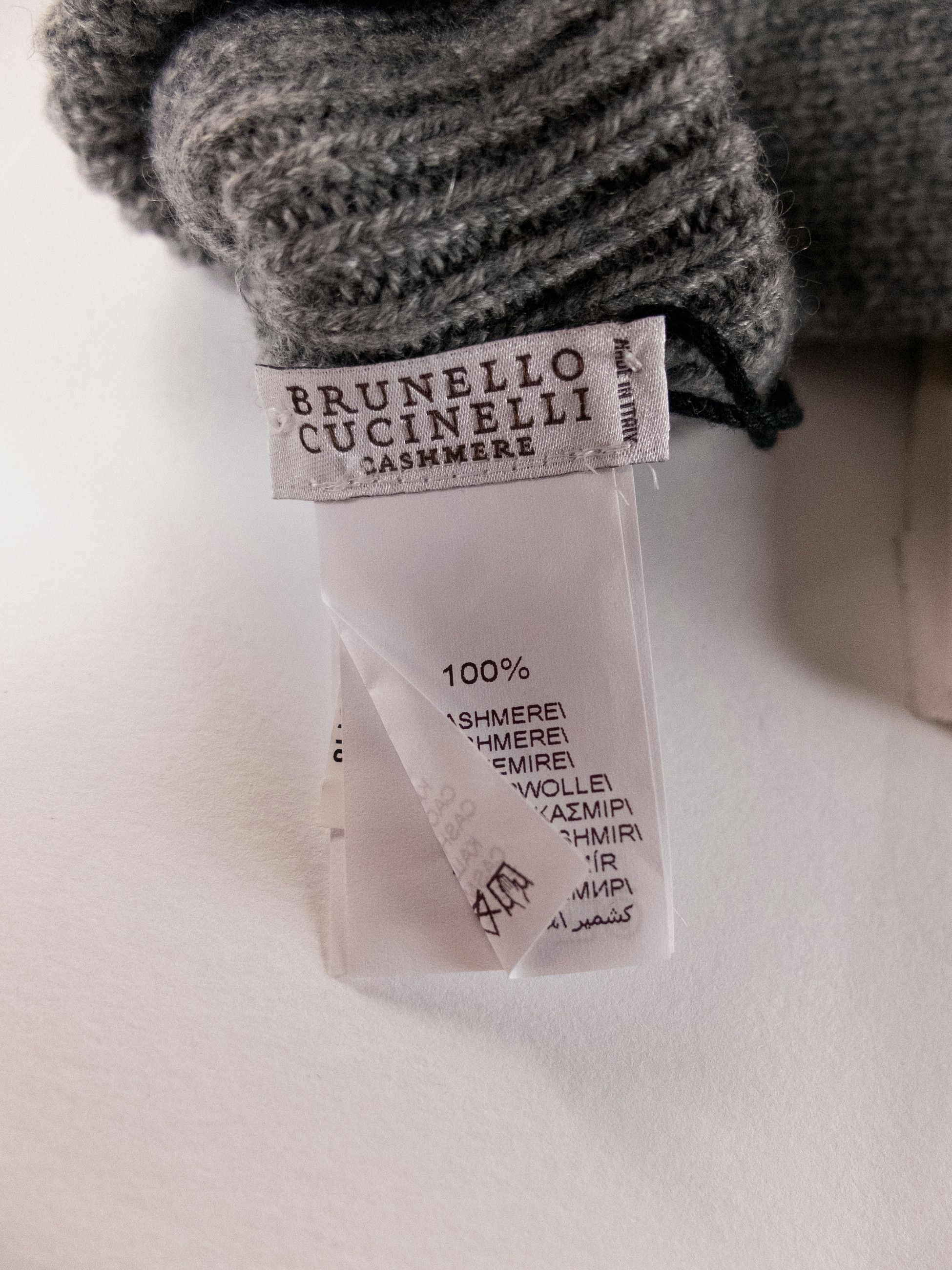 Brunello Cucinelli BRUNELLO CUCINELLI gray cashmere knit gloves Large Size ONE SIZE - 4 Thumbnail