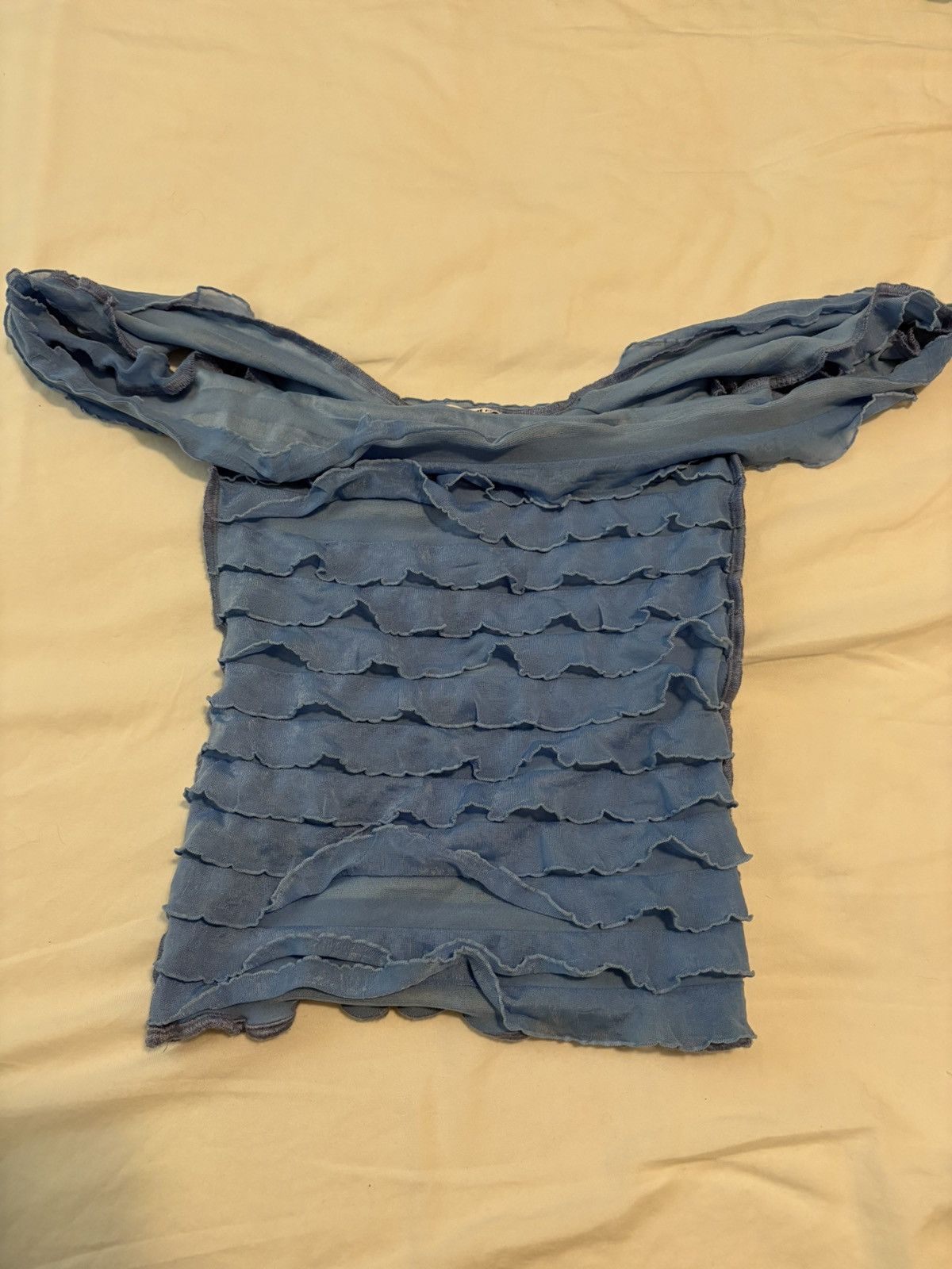 Vintage Of Planet Earth Pompeii Ruffle Top in Blue Cornflower Size XS / US 0-2 / IT 36-38 - 2 Thumbnail