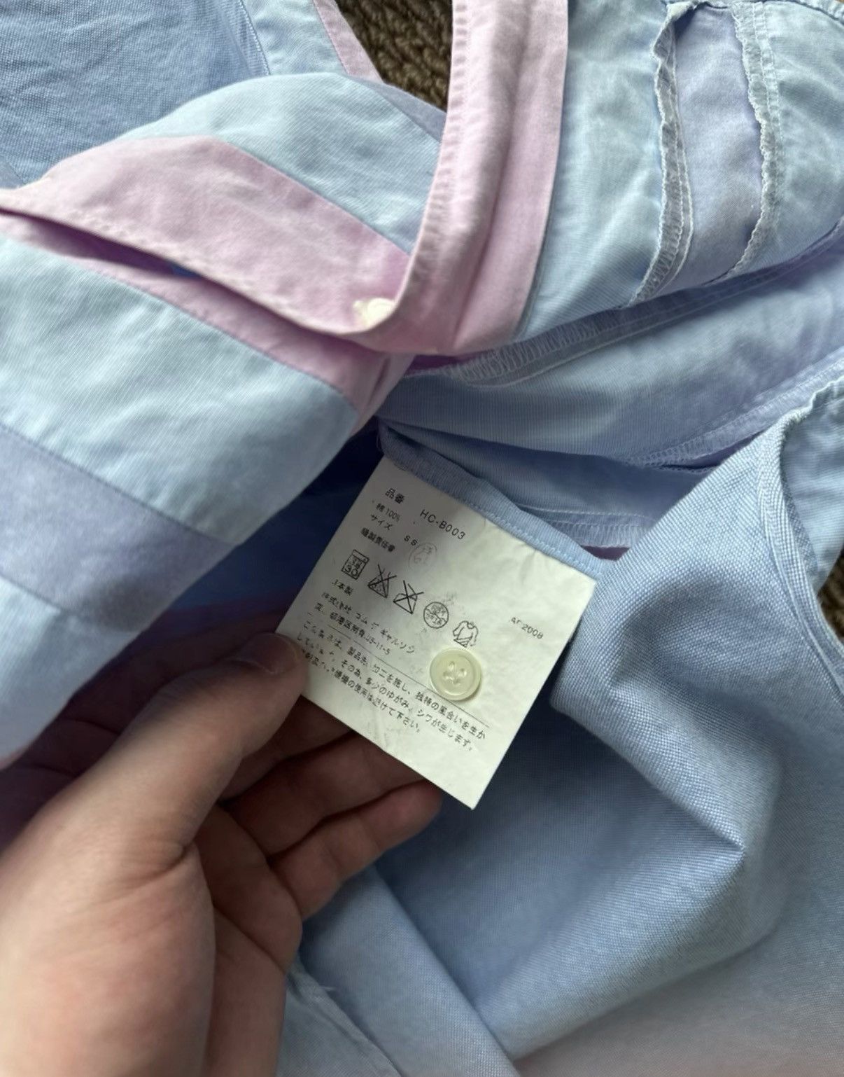 Comme des Garcons COMME des GARÇONS Pink & Blue Striped Panel Shirt K23 Size US S / EU 44-46 / 1 - 5 Thumbnail