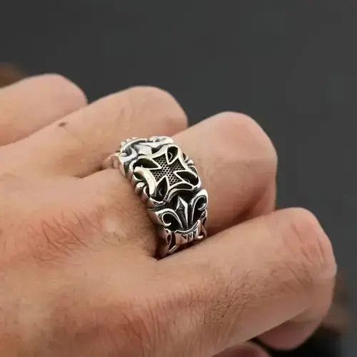 Jewelry × Vintage New Punk Big Cross Ring Resizable Jewelry Street Retro Gothi Size ONE SIZE - 3 Thumbnail