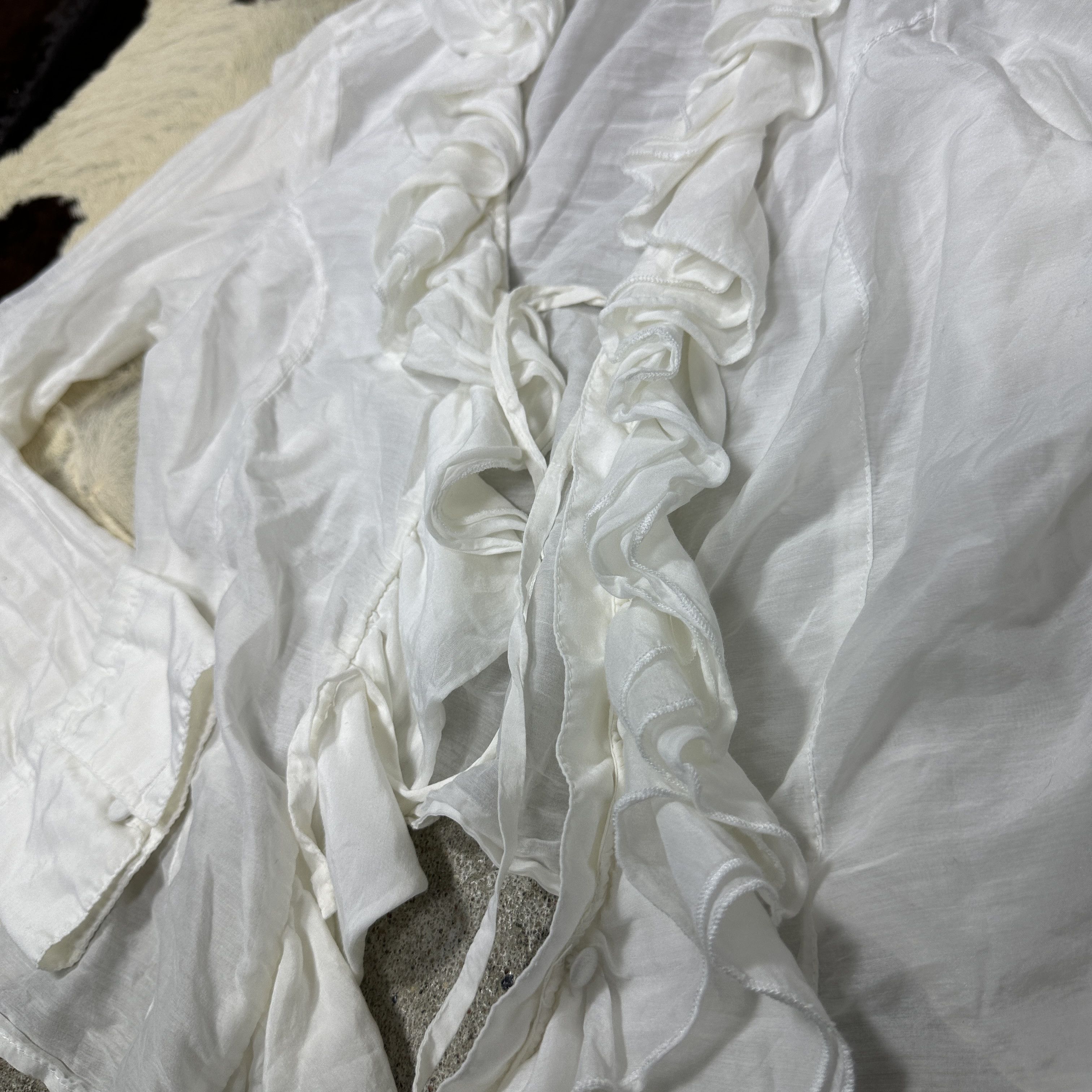 Vintage Vintage Avant Garde Silk Ruffled White Shirt Y2K Size S / US 4 / IT 40 - 7 Thumbnail