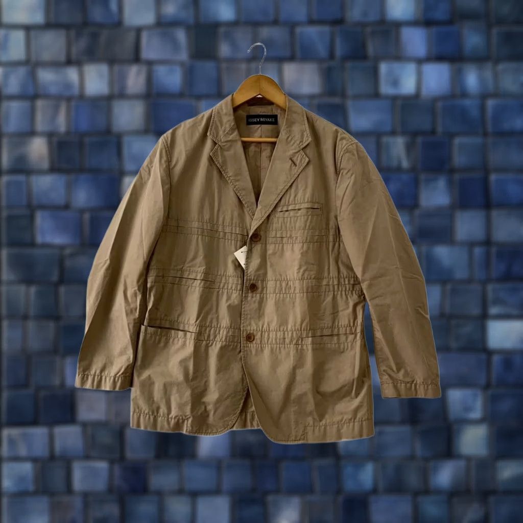Issey Miyake ISSEY MIYAKE Tailored Jacket Men's Beige Cotton Size M 78cm Pockets Buttoned Casual Vintage-Style Size US M / EU 48-50 / 2 - 1 Thumbnail
