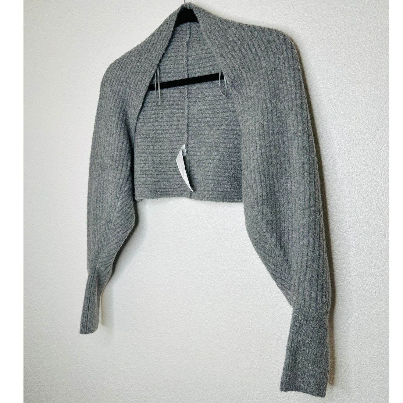 Zara ZARA Heather Gray Ribbed Knit Long Sleeve Bolero Shrug M Size M / US 6-8 / IT 42-44 - 2 Thumbnail