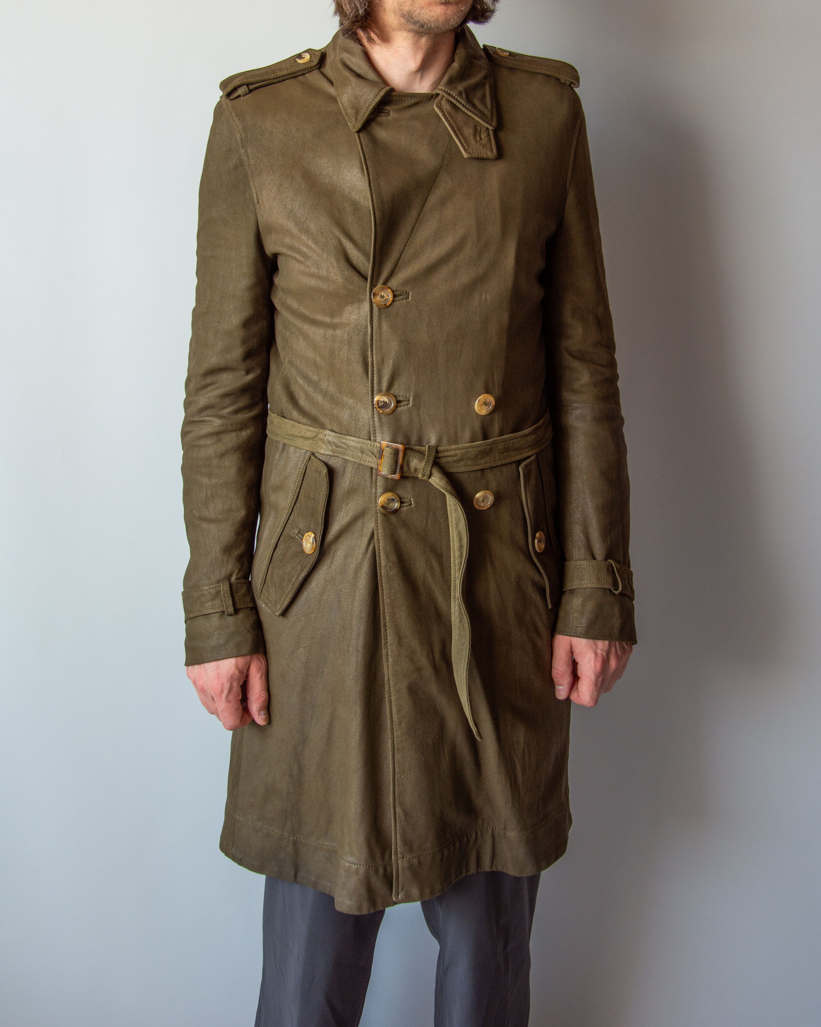 John Richmond Richmond X Suede Men’s Double Breasted Trench Coat Size US M / EU 48-50 / 2 - 3 Thumbnail