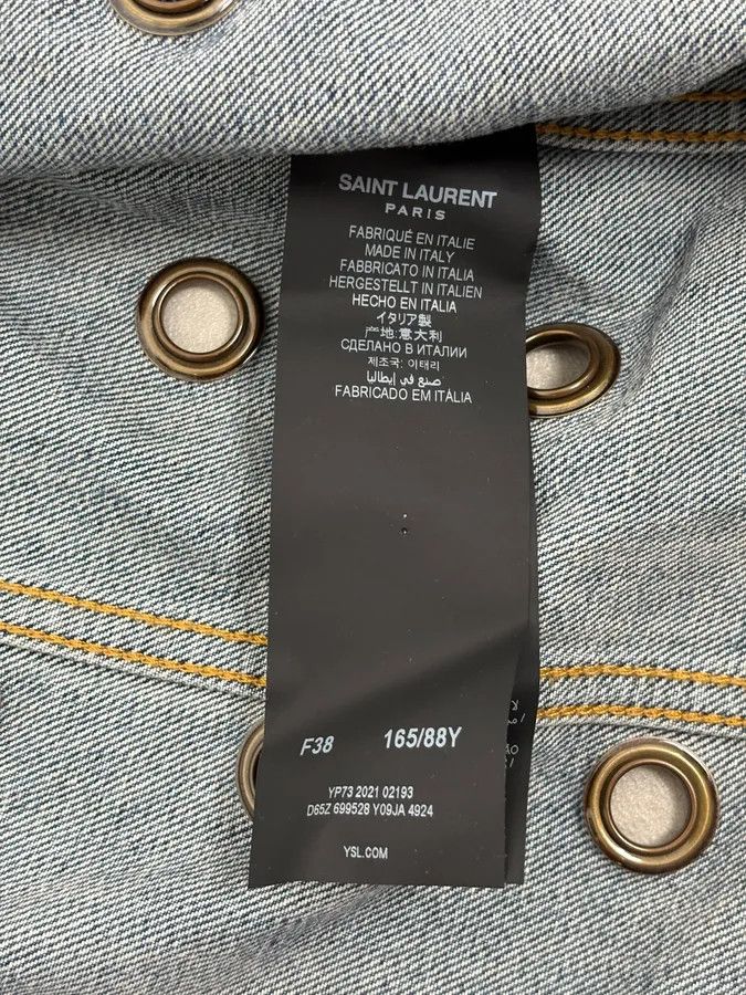 Saint Laurent Paris SS2021 Saint Laurent Light Blue Eyelet Denim Jacket Size S / US 4 / IT 40 - 11 Thumbnail