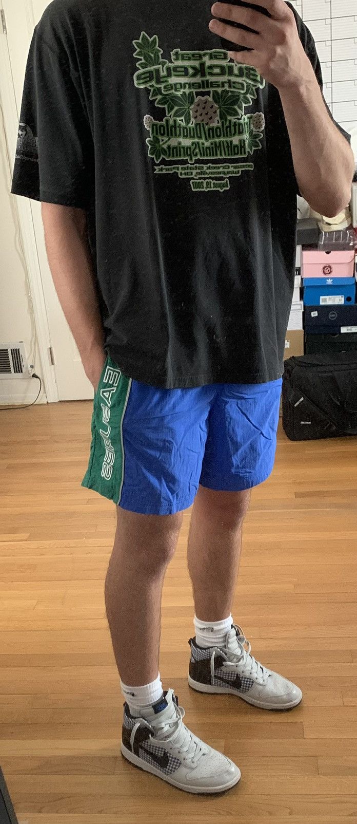 Pleasures Pleasures x Reebok Blue and Green Shorts Size US 34 / EU 50 - 7 Thumbnail