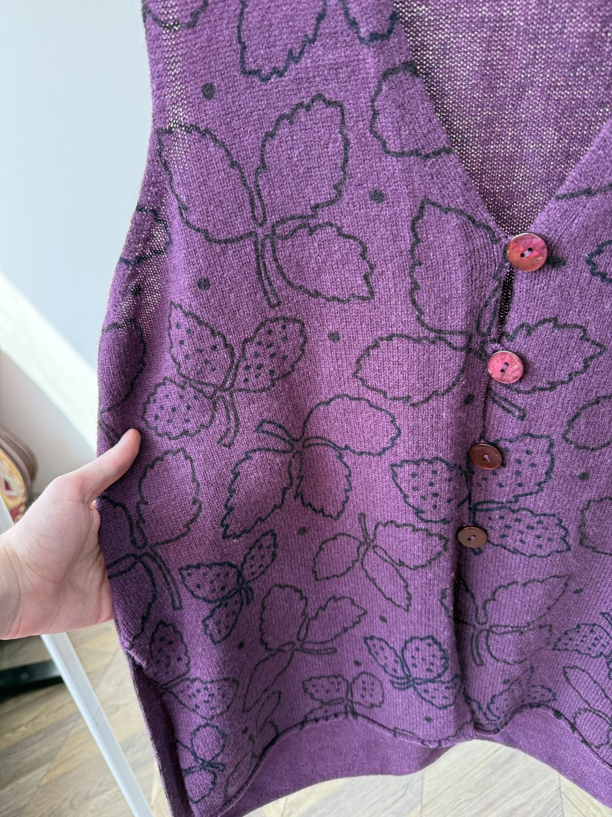 Gudrun Sjoden Vintage Gudrun Sjoden Womens Wool Knit Vest Floral Pattern Size M / US 6-8 / IT 42-44 - 10 Thumbnail