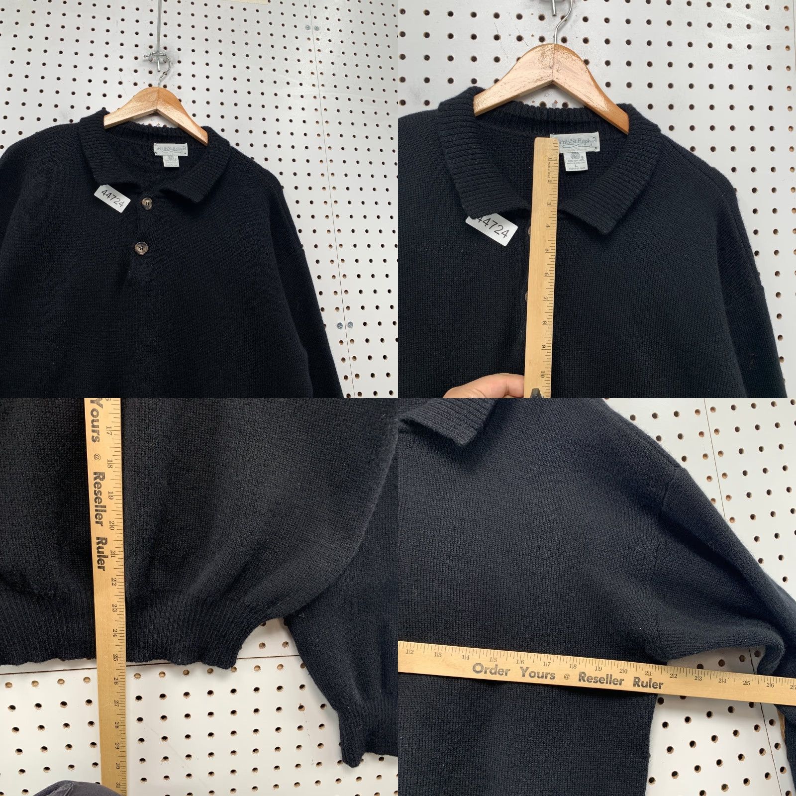 Vintage Vintage Tricots St Raphael Wool Sweater Mens Large Black Collared Leather Elbow Size US L / EU 52-54 / 3 - 8 Thumbnail