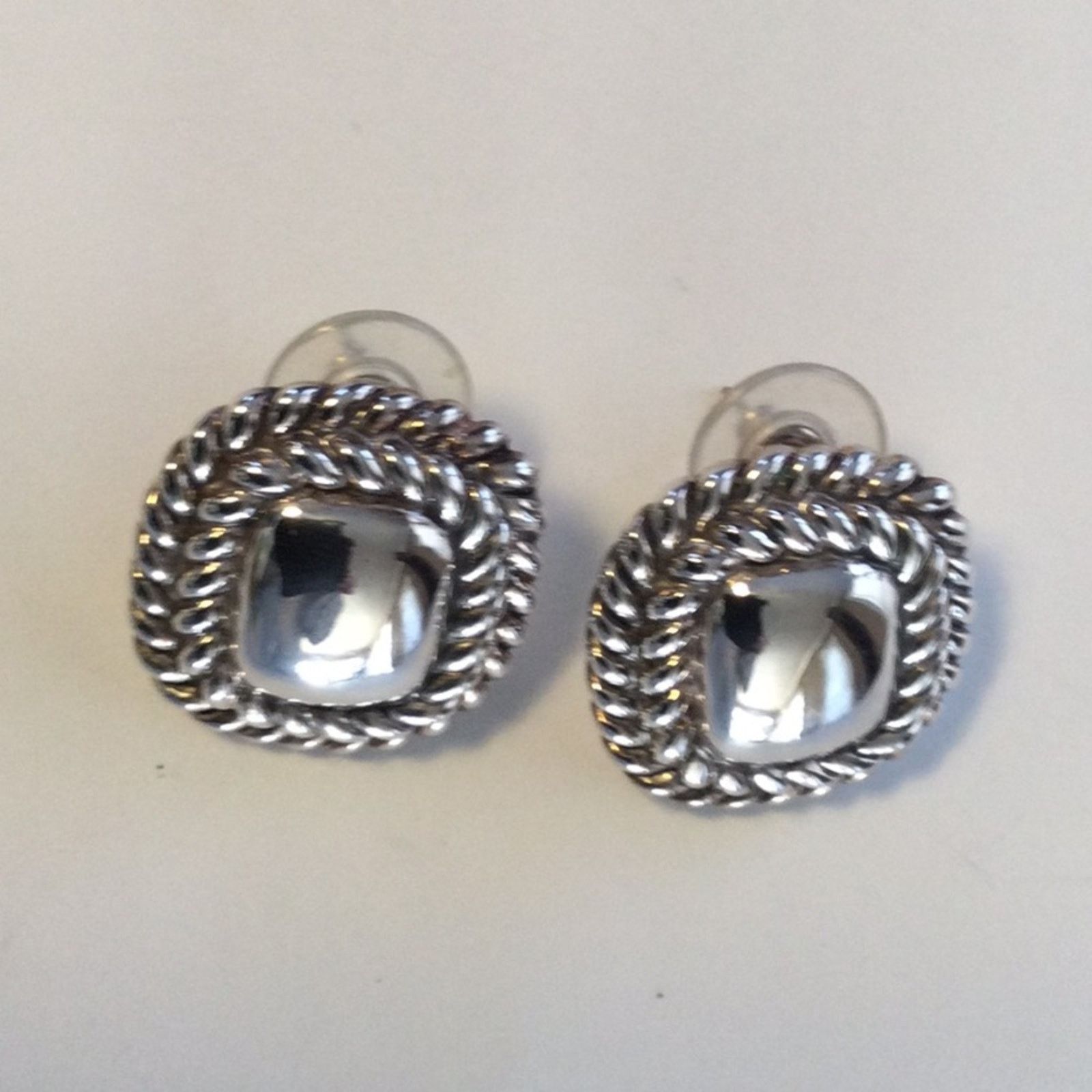 Other Vintage Silver Tone Double Rope Band Friction Back Earrings Size ONE SIZE - 13 Thumbnail
