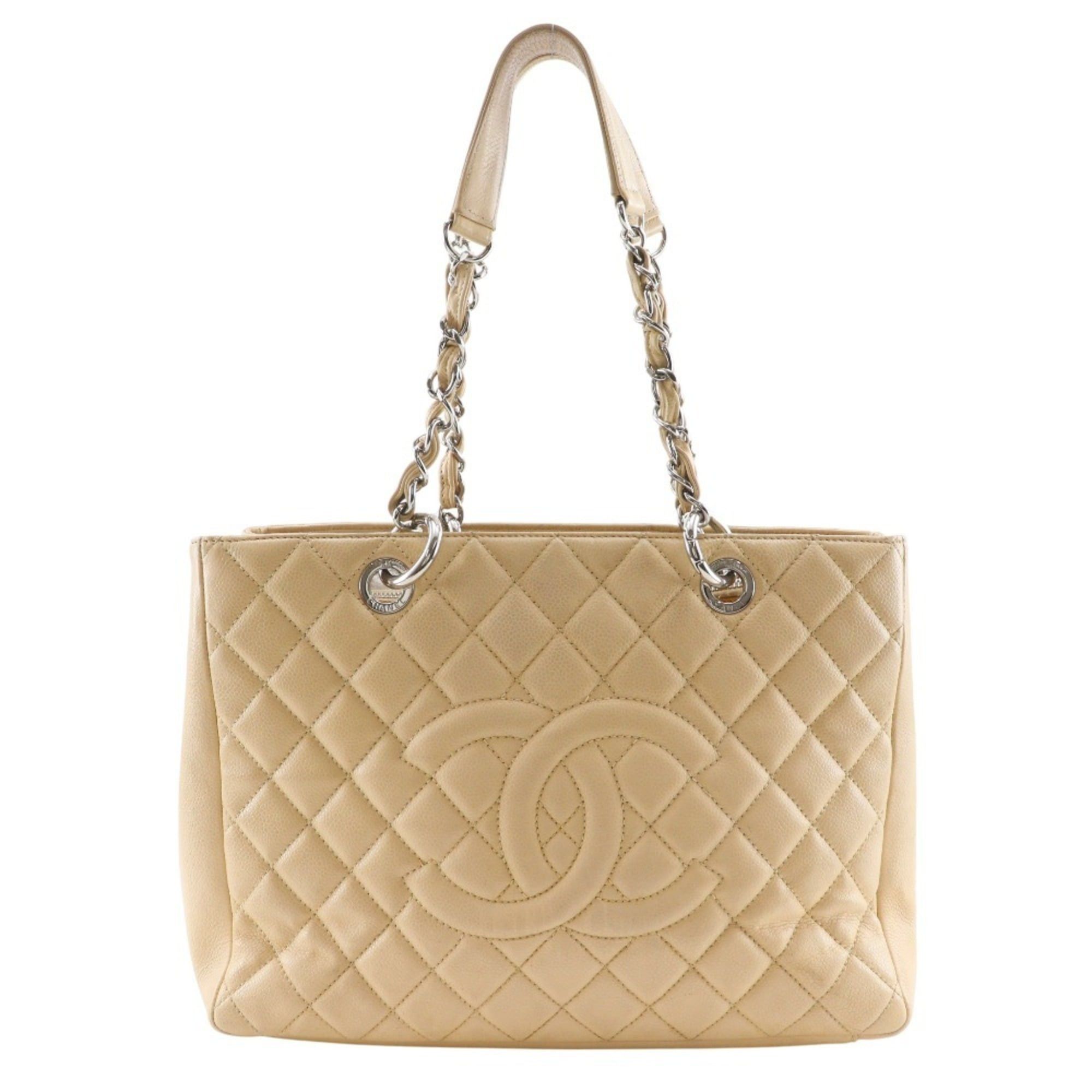 Chanel CHANEL Grand Shopping Tote GST Matelasse Chain A50995, Beige Caviar Skin, A4 Size, Women's Size ONE SIZE - 1 Thumbnail