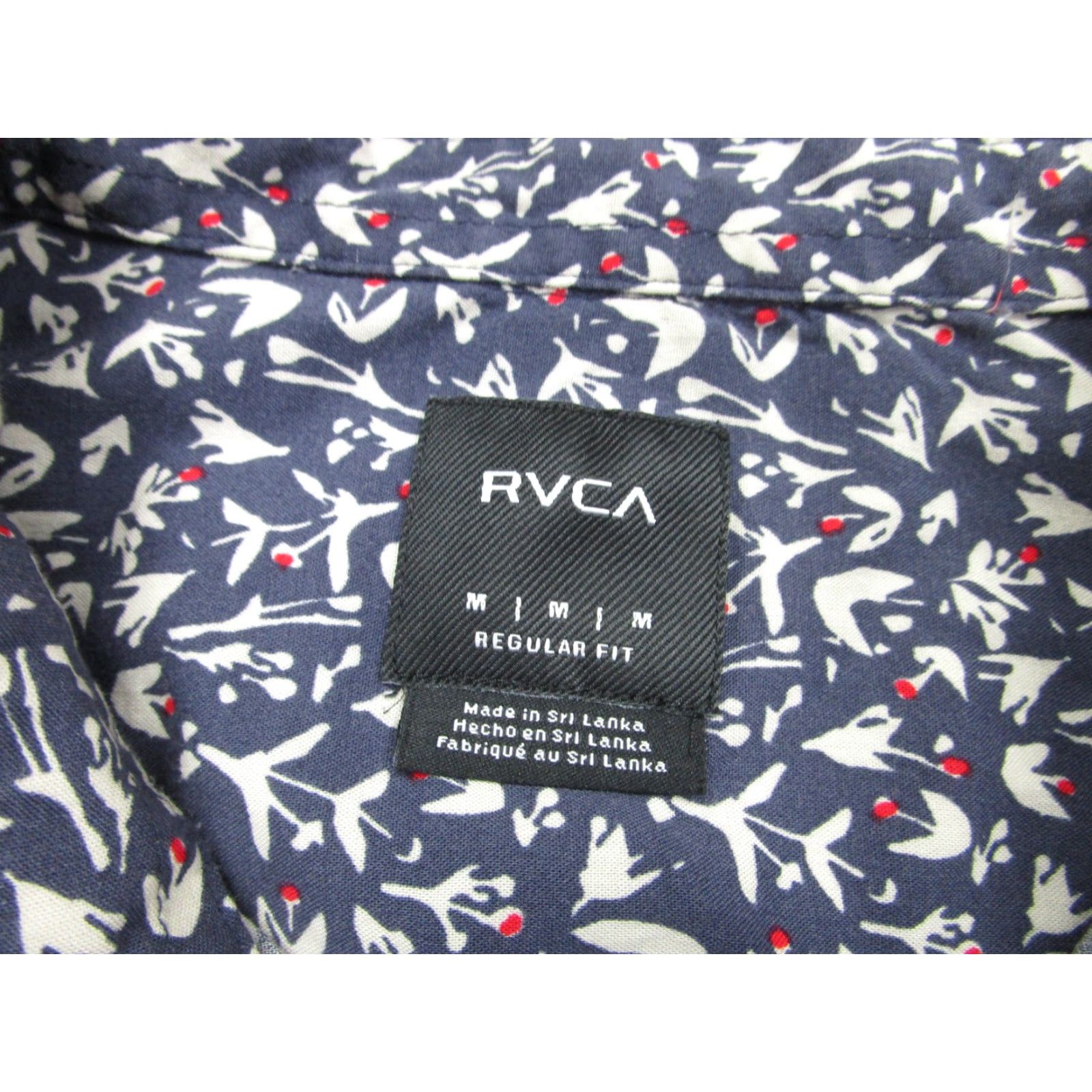 RVCA RVCA Shirt Mens Medium Blue Bird Print Woven Short Sleeve Button Front Casual Size US M / EU 48-50 / 2 - 4 Thumbnail