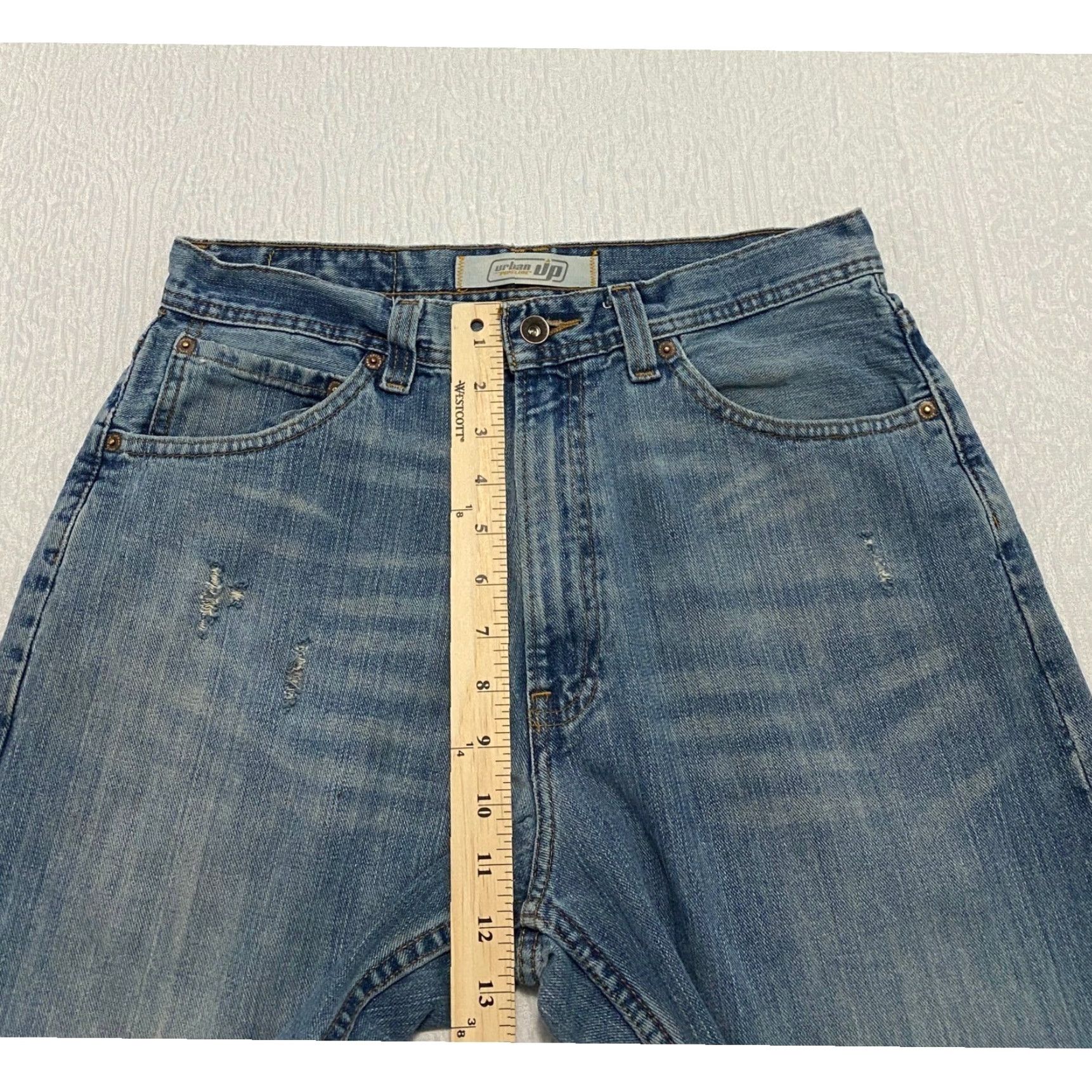 Vintage VINTAGE Urban Pipeline Jeans Men's 32×27 Distressed Raw Hem Relaxed Wide Leg Whiskers Size US 32 / EU 48 - 5 Thumbnail