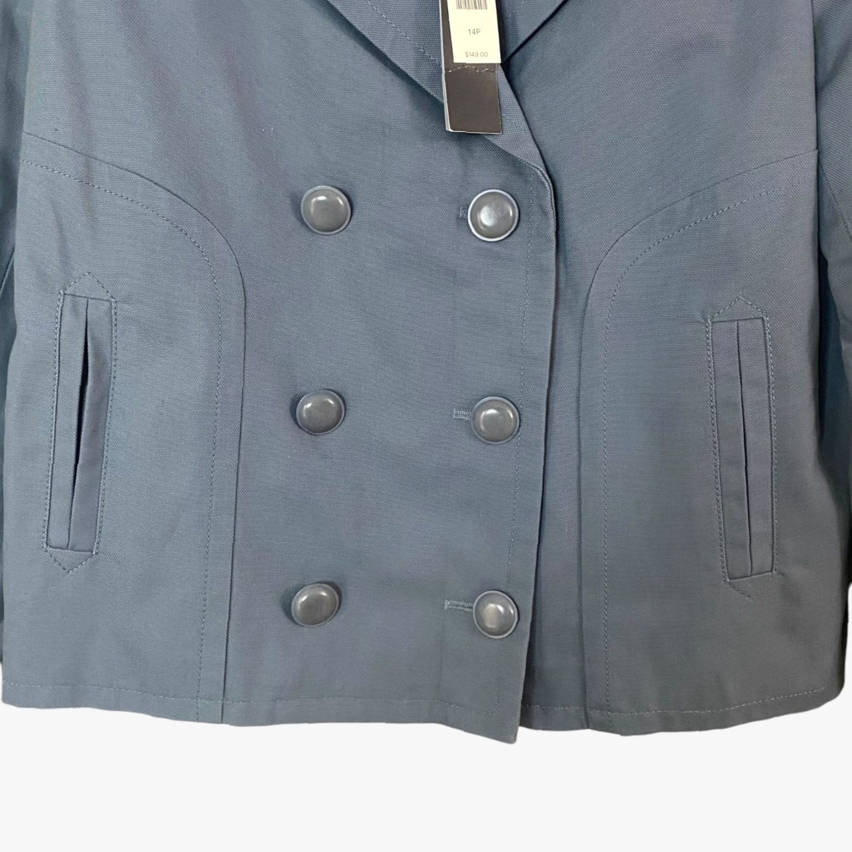 Talbots Talbots Jackie Fit Blazer Women 14P Blue Long Sleeve Petites Cotton Blend Lined Pockets Button-Front Size XL / US 12-14 / IT 48-50 - 6 Thumbnail