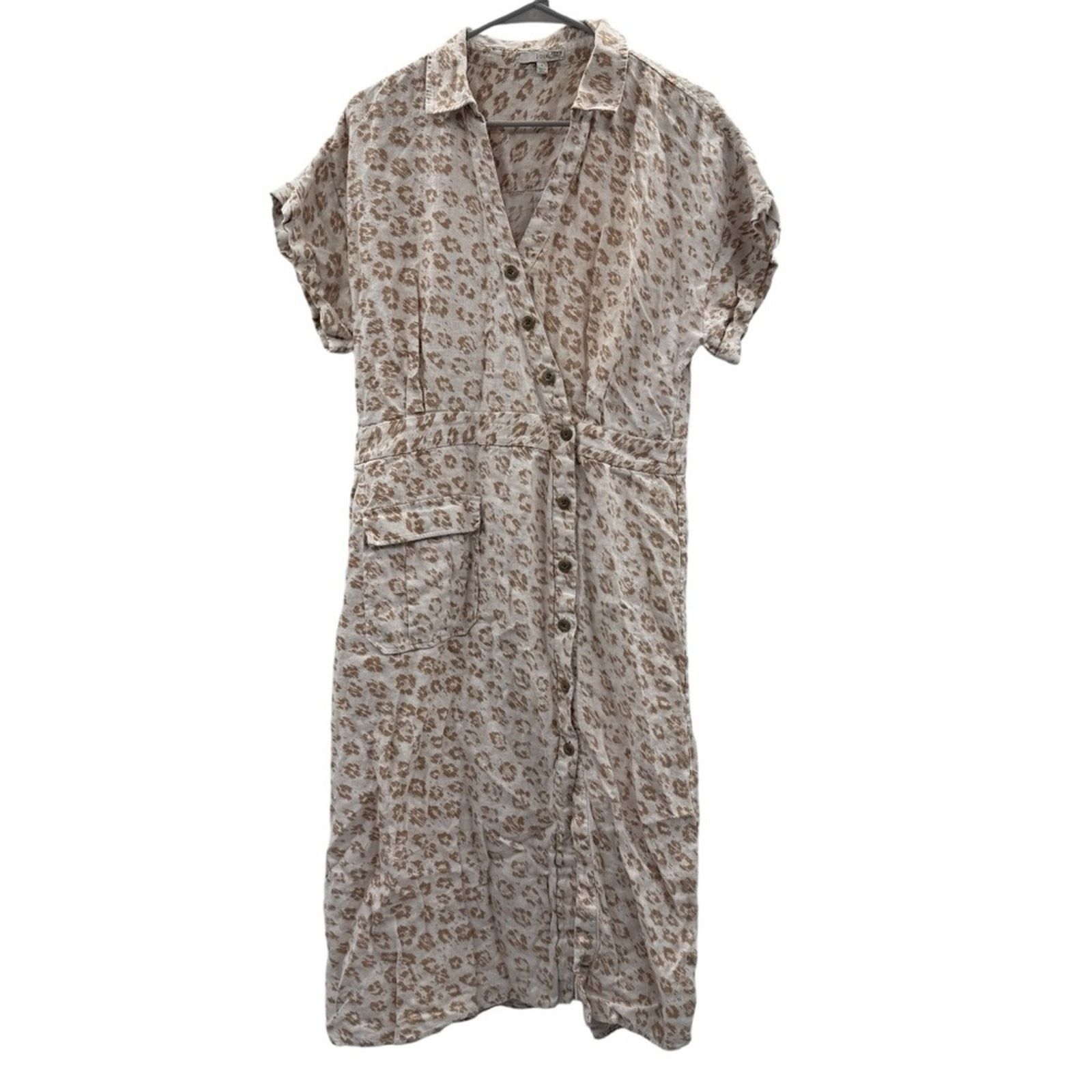 Joie Joie Coady 100% Linen Leopard Animal Print Midi Dress Sz L Size L / US 10 / IT 46 - 2 Thumbnail