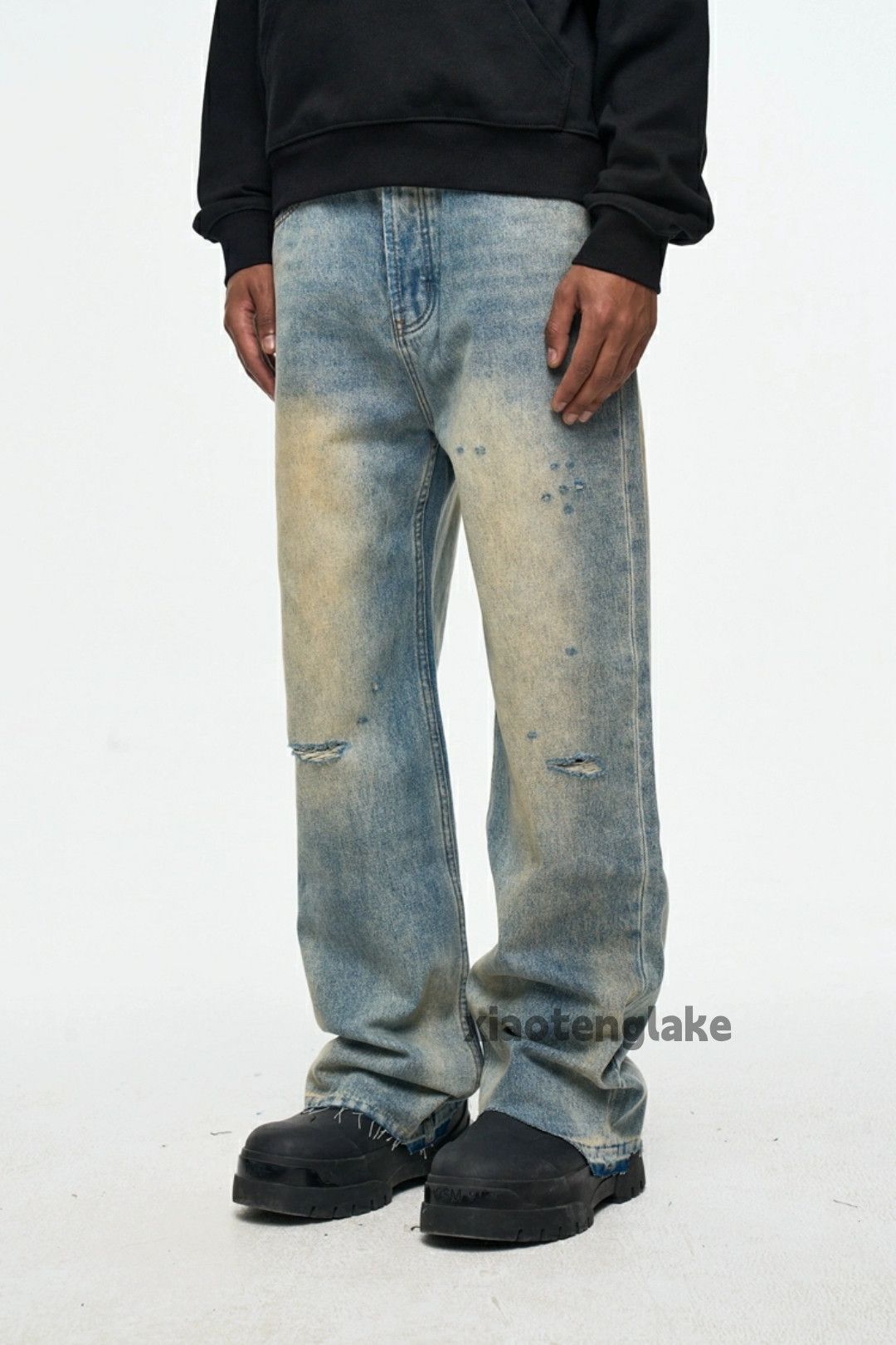 Jean × Vintage washed faded damaged ripped hiphop yuppie jeans Size US 34 / EU 50 - 1 Thumbnail