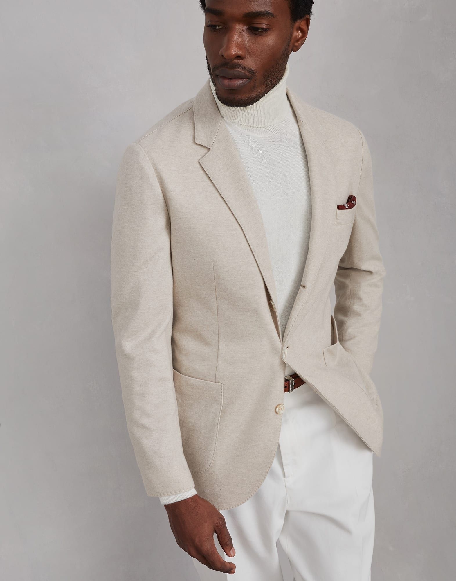Brunello Cucinelli o1w1db10226 Cashmere Suit Type Jacket in Light Beige Size US M / EU 48-50 / 2 - 2 Thumbnail