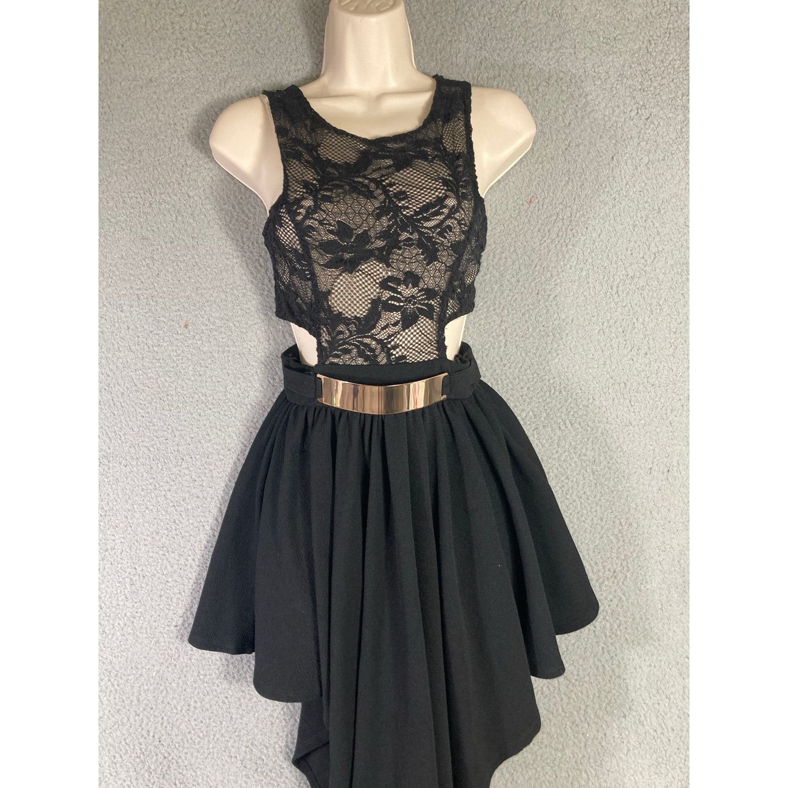 Other Papaya Black Lace Asymmetrical Hem Mini Dress M Size M / US 6-8 / IT 42-44 - 4 Thumbnail