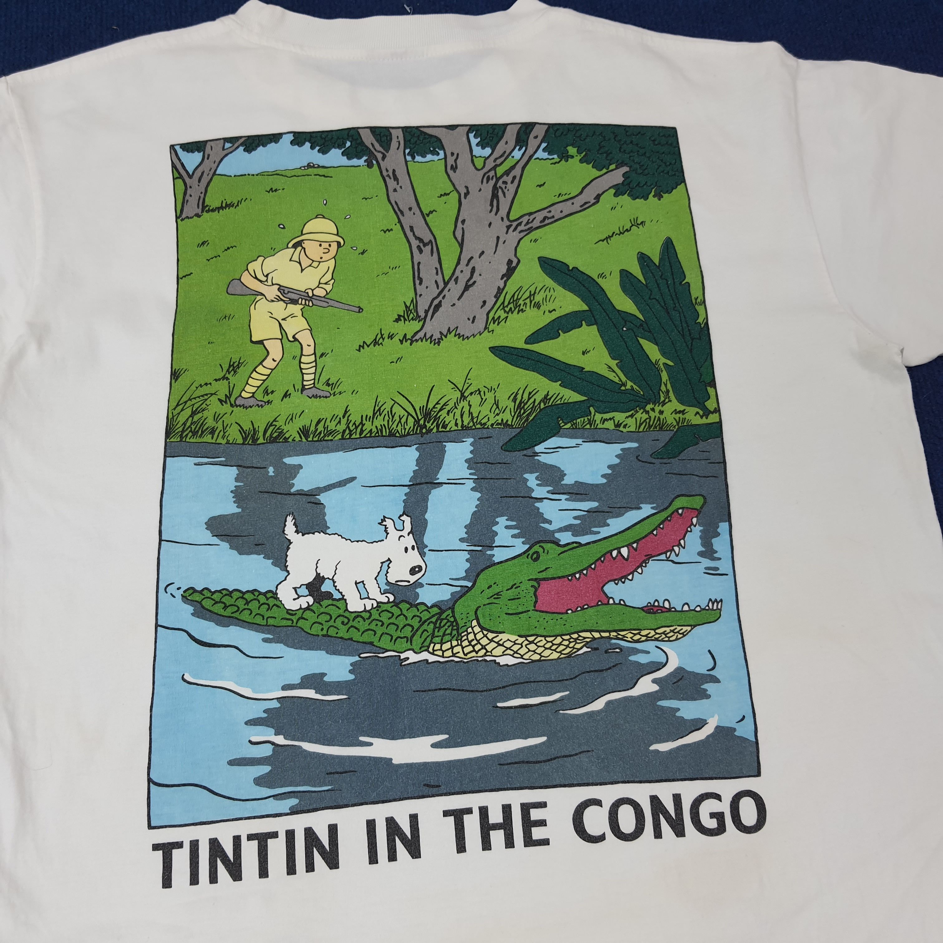Cartoon Network × Vintage Vintage Adventure of TinTin in The Congo Tshirt C219N44 Size US L / EU 52-54 / 3 - 2 Thumbnail