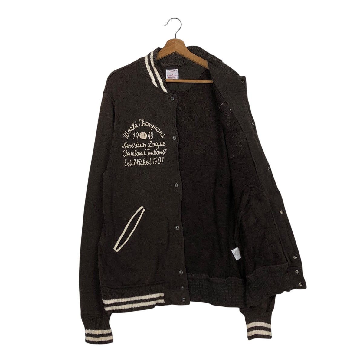 Japanese Brand × MLB × Vintage 📌Vintage Jumper Snap Button Jacket Mlb Indians Big Logo Size US L / EU 52-54 / 3 - 12 Thumbnail