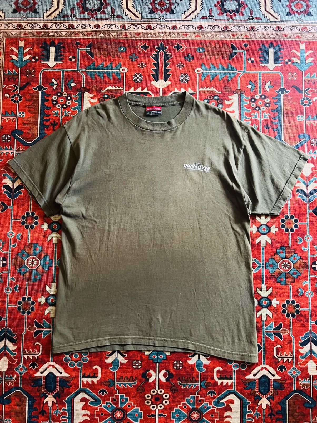 Quiksilver Vintage Quicksilver Olive Green OG Logo Mullet Tee Size US L / EU 52-54 / 3 - 2 Thumbnail