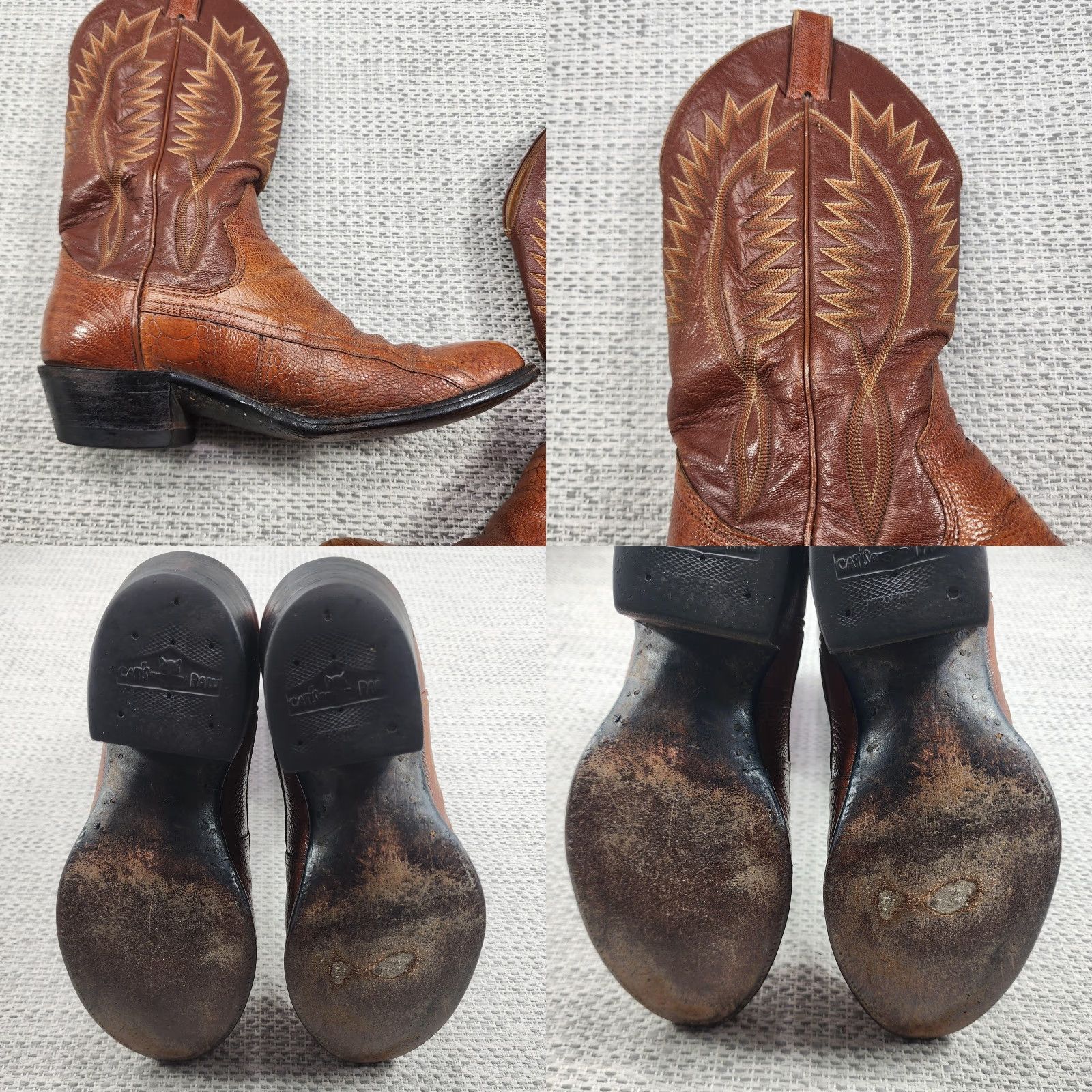 Sanders VINTAGE Sanders Snake Skin Cowboy Boots Mens Size 8.5 Brown Western Hand Made Boots - Western, Cowboy, Leather, Pointed Toe, Pull On, 8.5 Mens Size US 9 / EU 42 - 8 Thumbnail
