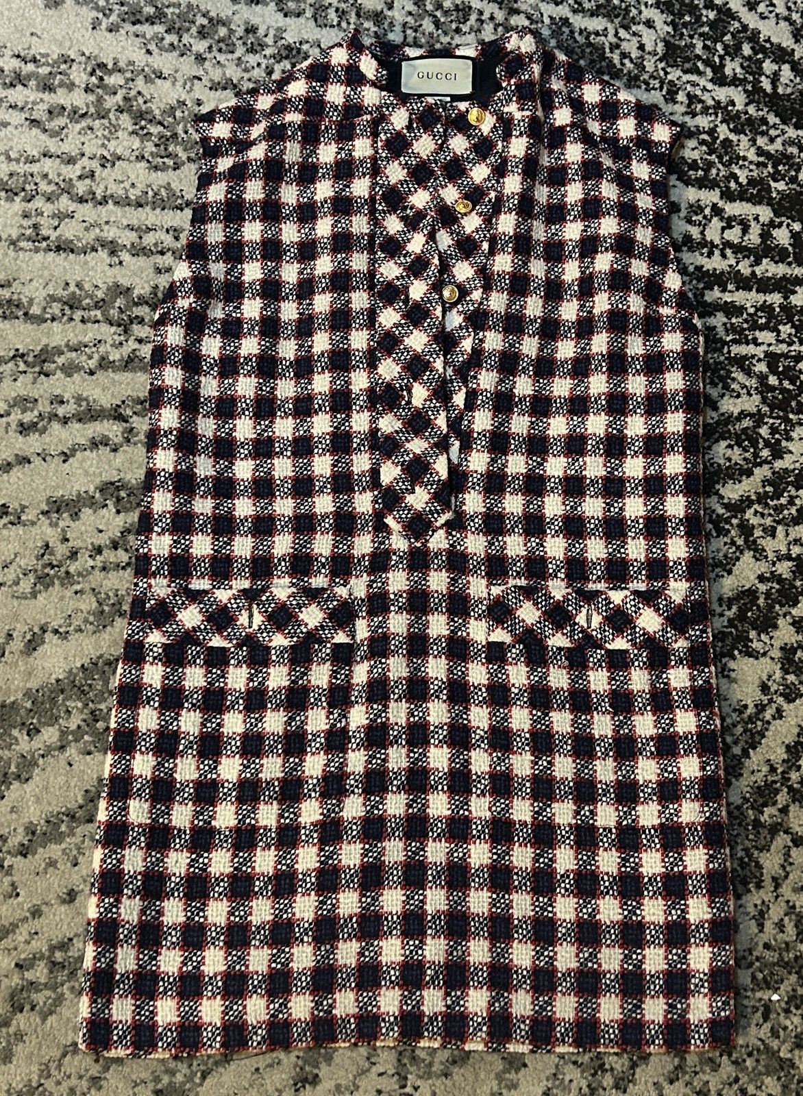 Gucci Gucci Tweed Wool Blend Dress Navy White Red Check Size 38 Size XS / US 0-2 / IT 36-38 - 3 Thumbnail