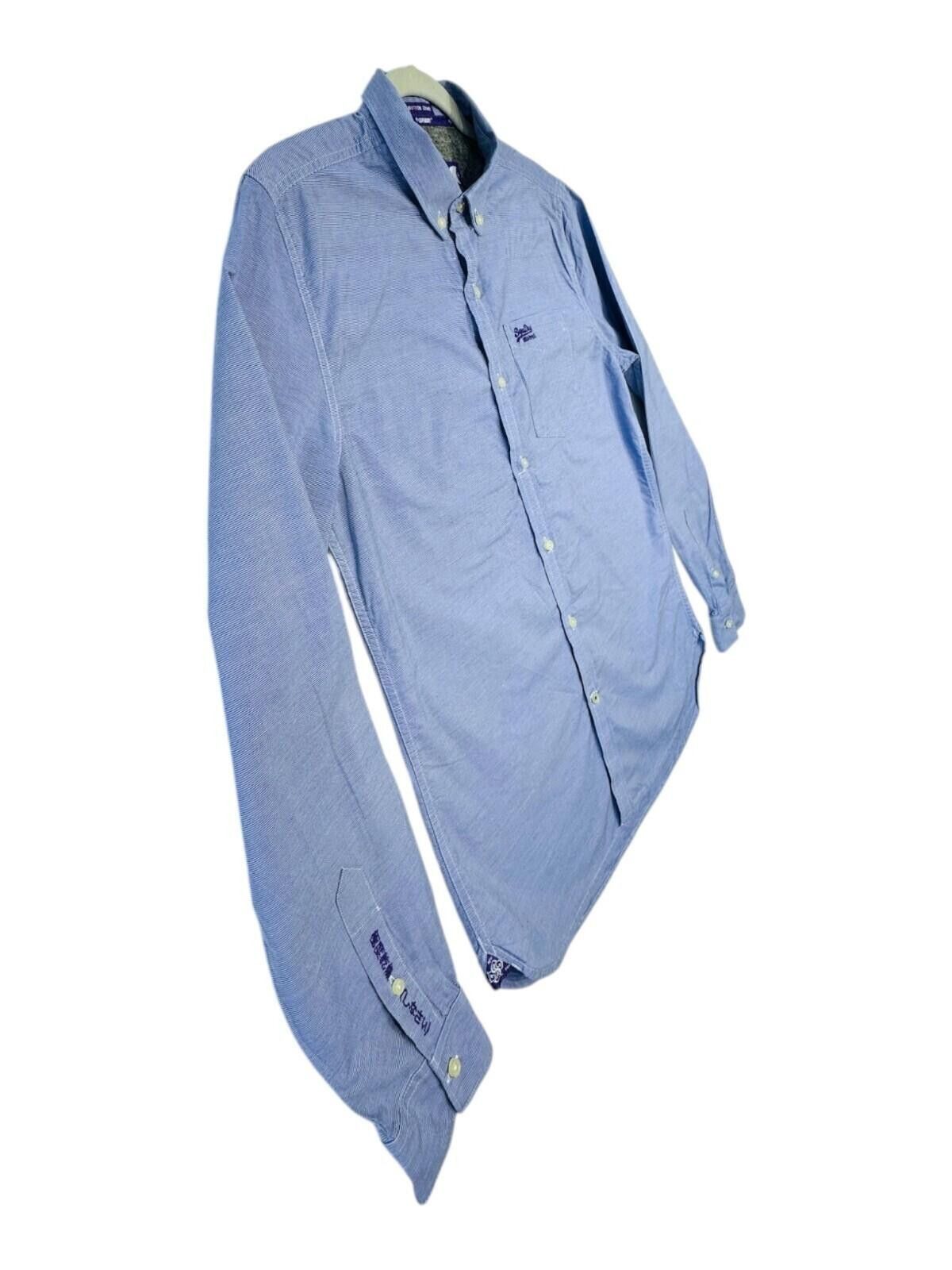 Superdry SuperDry Shirt Men's UK Size L Blue Pinstripe Embroidered Size 42R - 7 Thumbnail