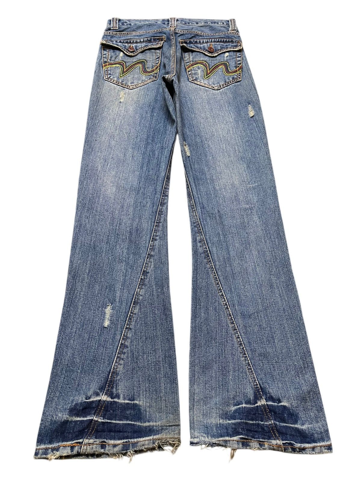 If Six Was Nine Vintage Japan Nylaus Faded Wash Distressed Spiral Wide Leg Size US 30 / EU 46 - 2 Thumbnail